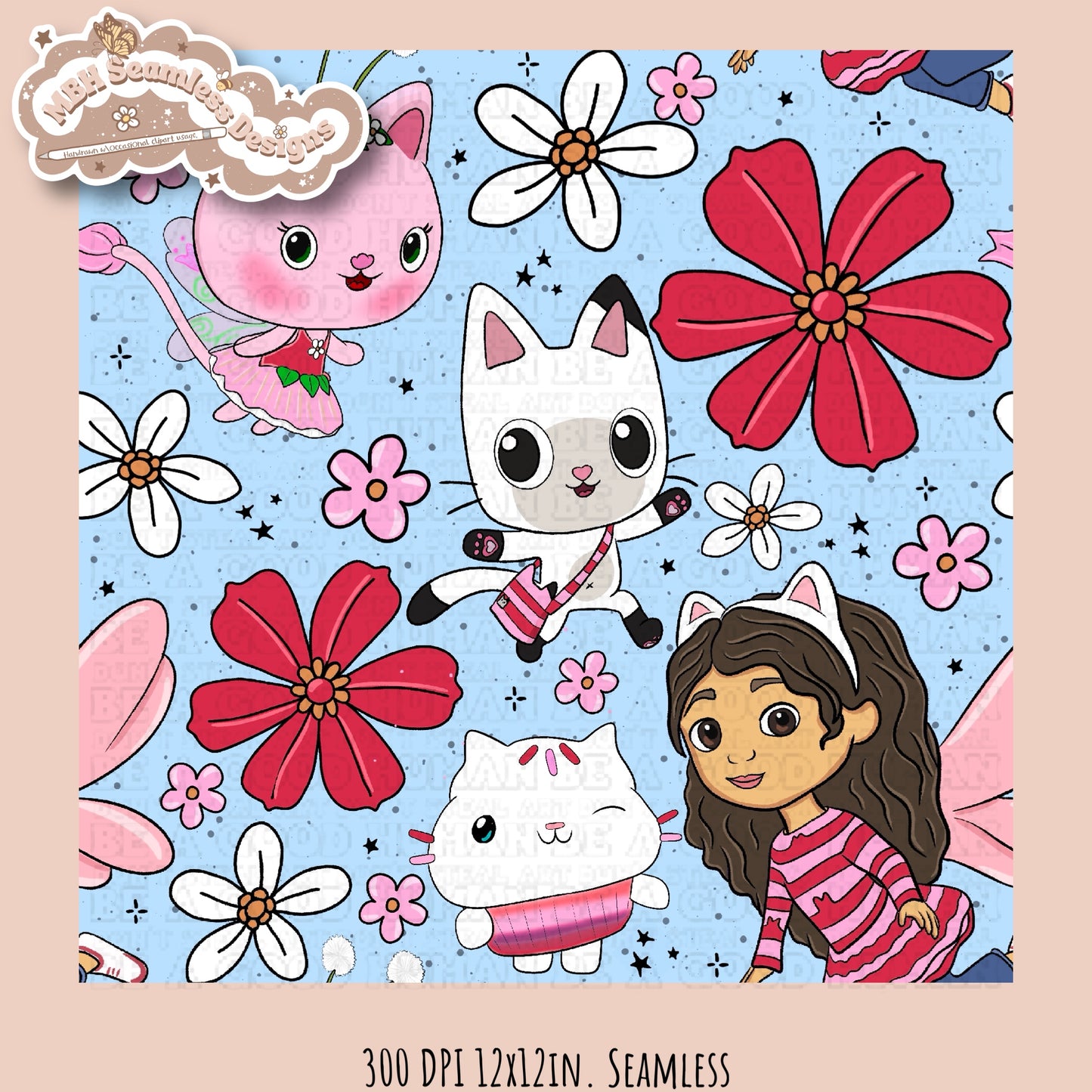 Gabby Valentine Floral Seamless Pattern  MULTIPLE COLORWAY/BACKGROUND OPTIONS