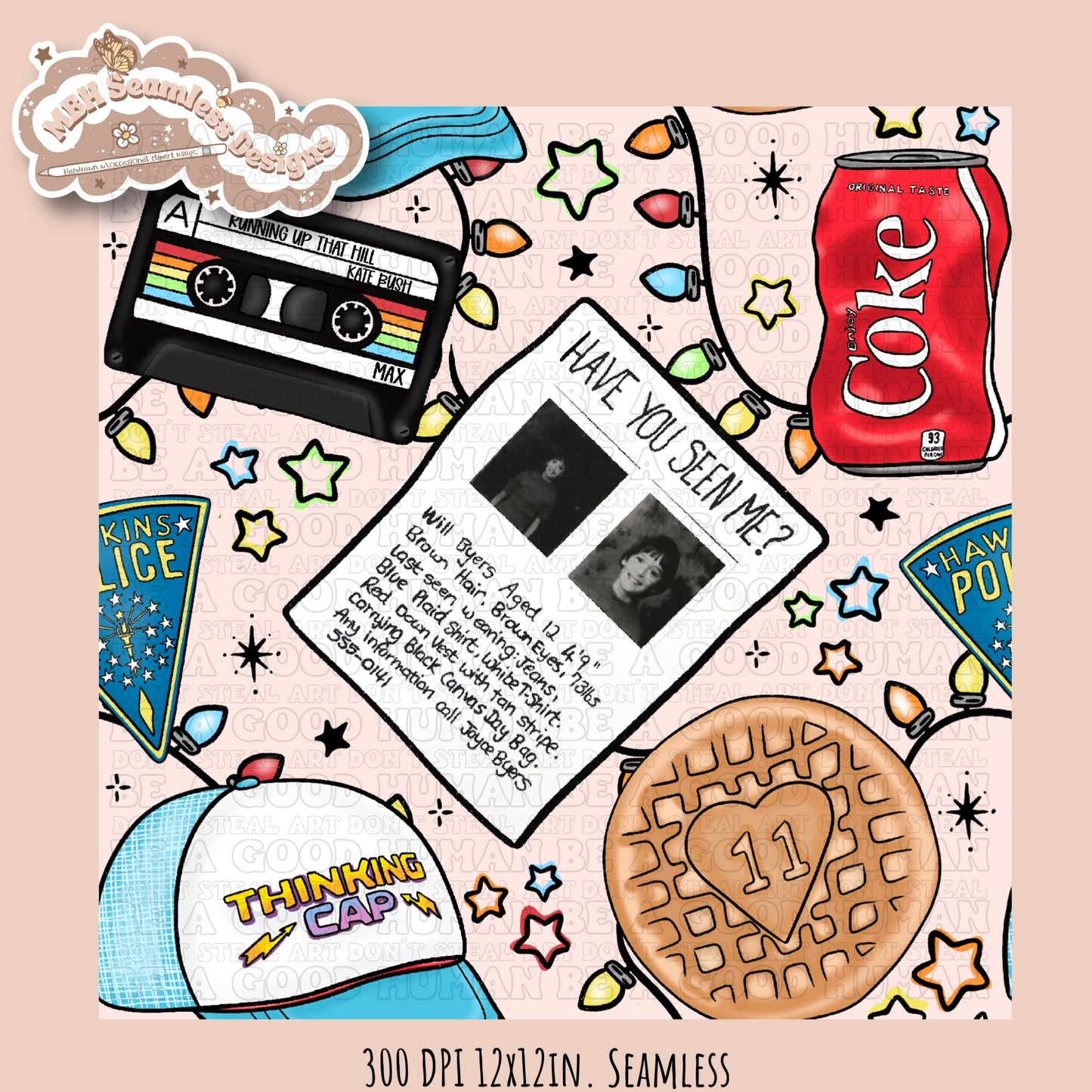 Stranger Things Lights Seamless Pattern // PNG // Multiple Colorways