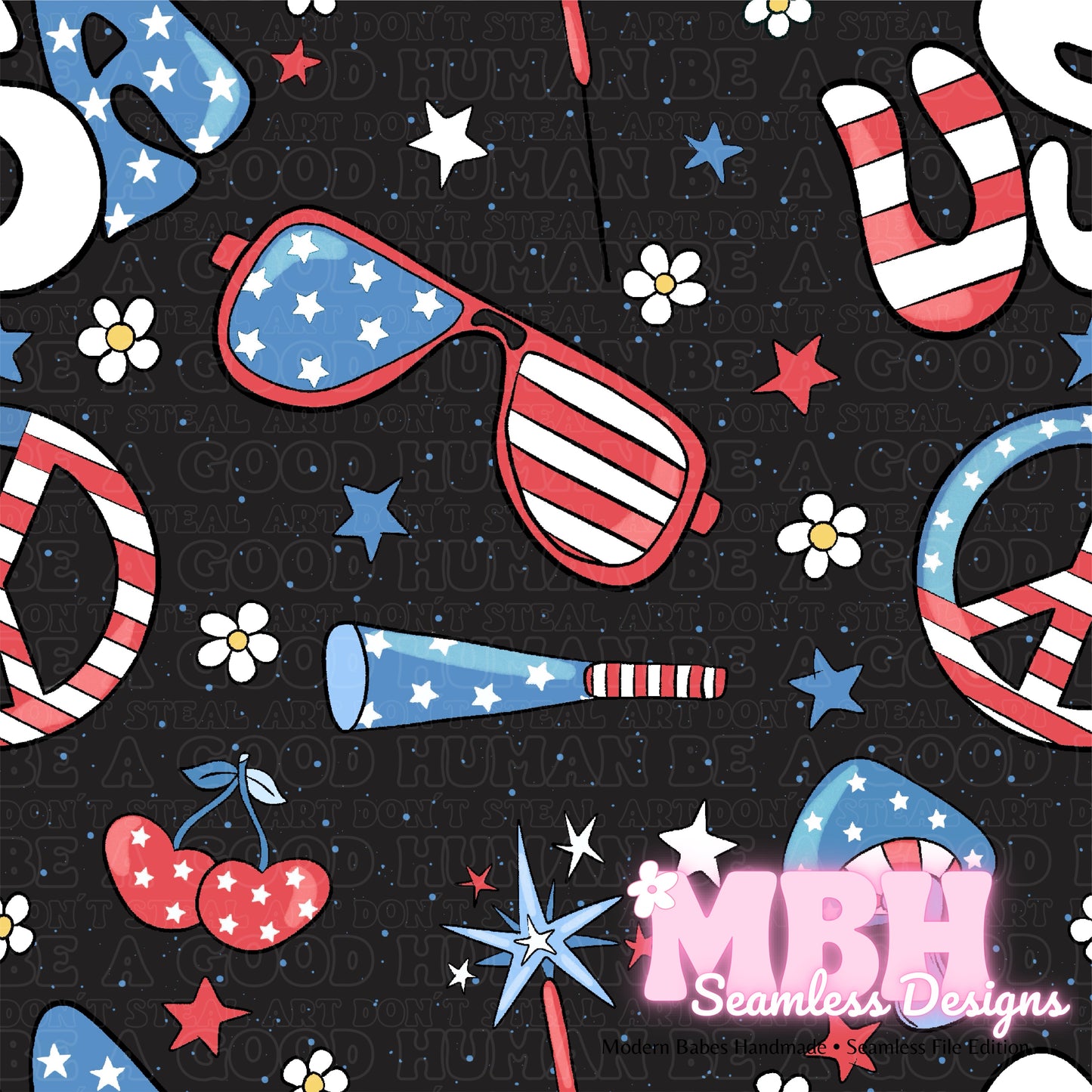 Groovy USA Seamless Pattern MULTIPLE COLORWAYS