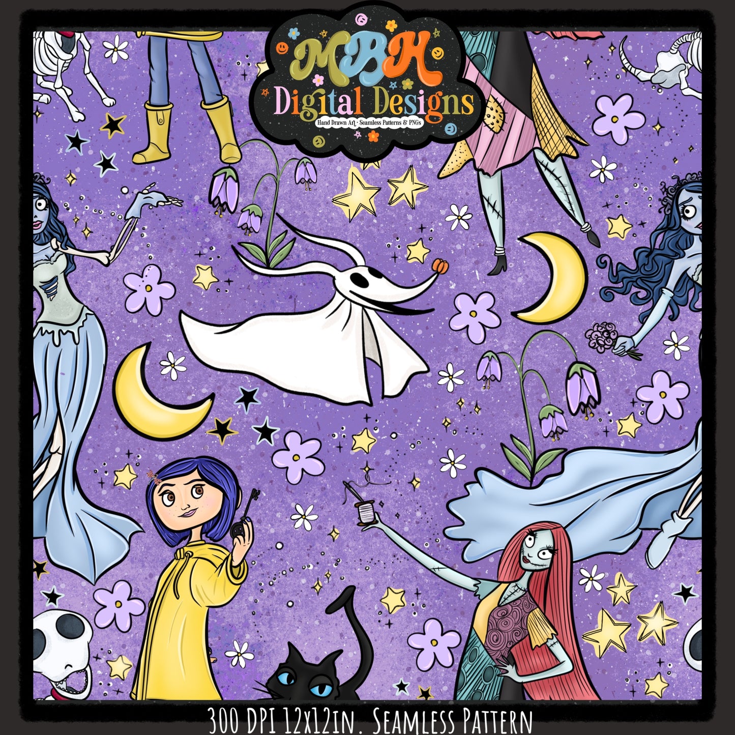 Spooky Girls Seamless Pattern // MULTIPLE COLORWAYS