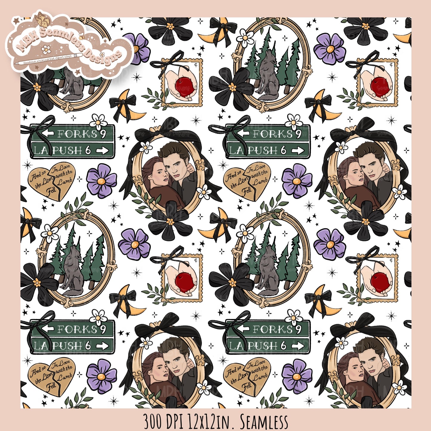 Twilight x Frames Seamless Pattern // PNG // Assorted Colorways