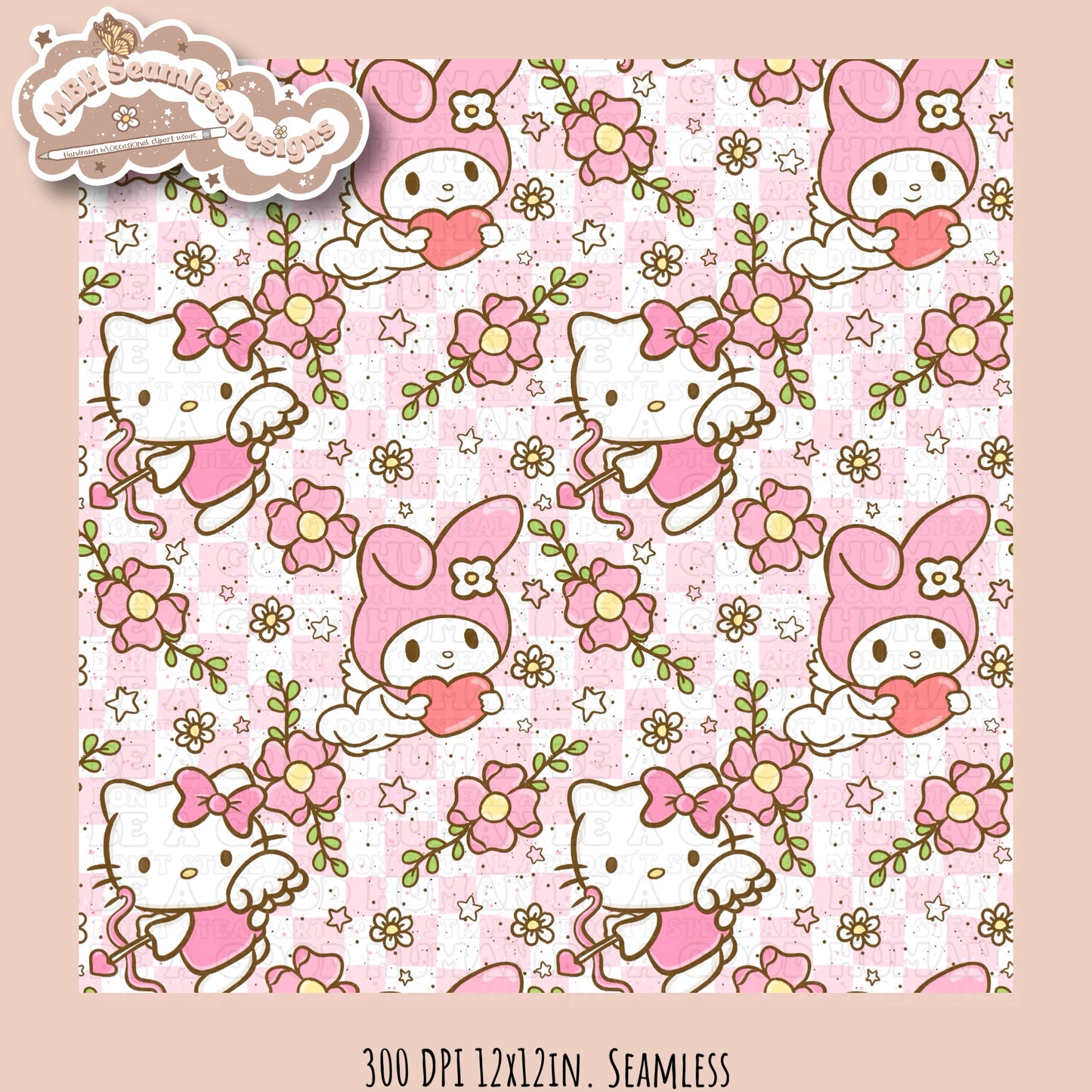 HK & Melody Floral Love Seamless Pattern MULTIPLE COLORWAYS