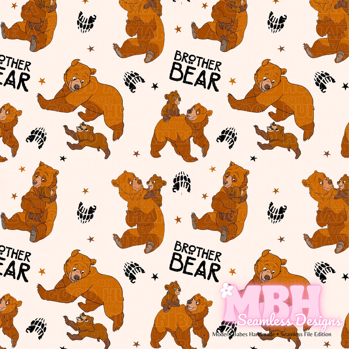 Brothers Pattern Background Brother Bear Seamless Pattern & PNGs – MBH Seamless Designs