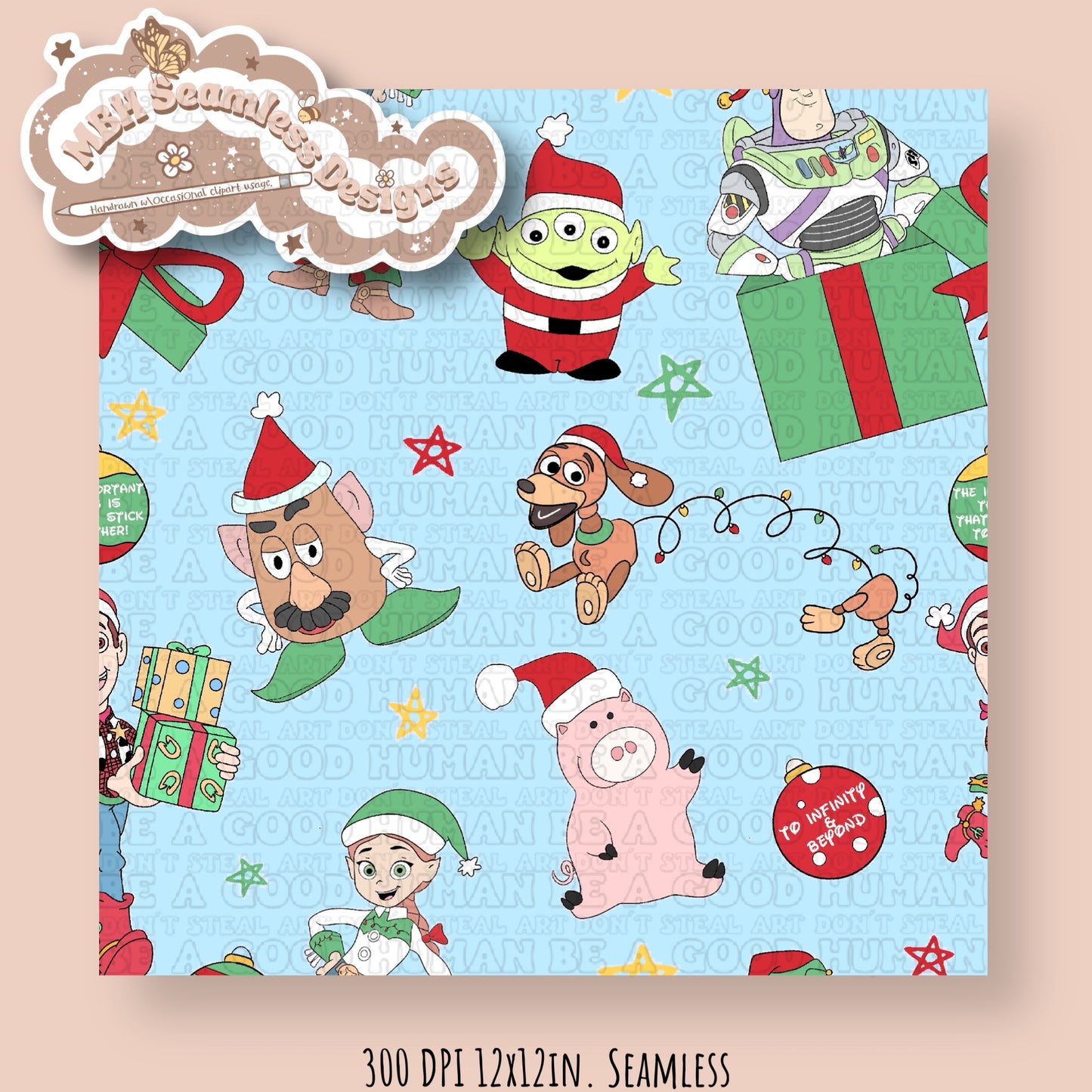 Holiday Toy Story Seamless Pattern