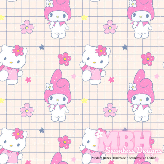 My Melody Hello Kitty GRID Spex Seamless Pattern MULTIPLE COLORWAYS