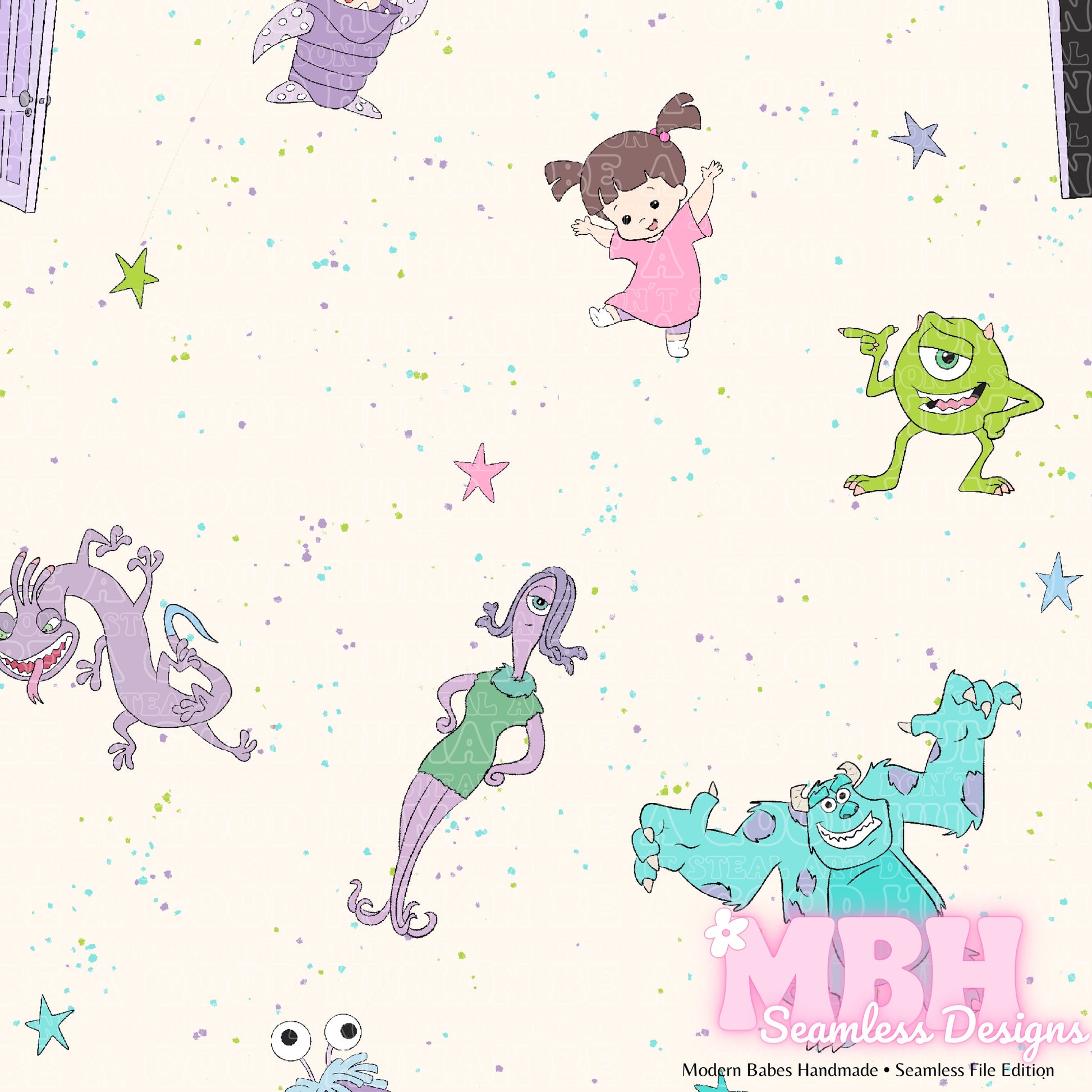 monsters inc stencils Monsters Inc. Seamless Pattern – MBH Seamless Designs