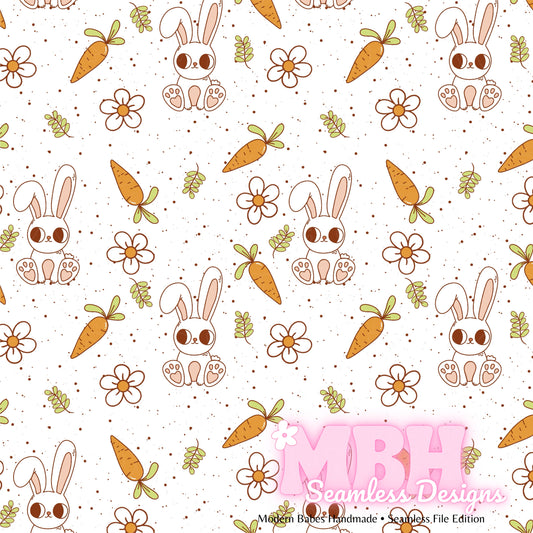 Cute Daisy Bunny Carrots SPEX Seamless Pattern Multiple Colorways