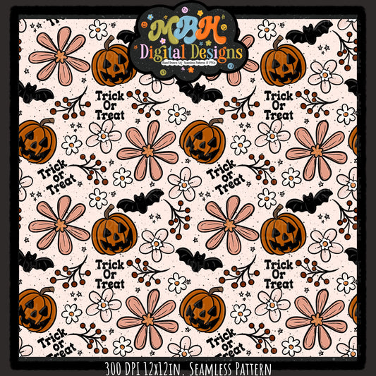 Boho Floral Trick or Treat Seamless MULTIPLE COLORWAYS/