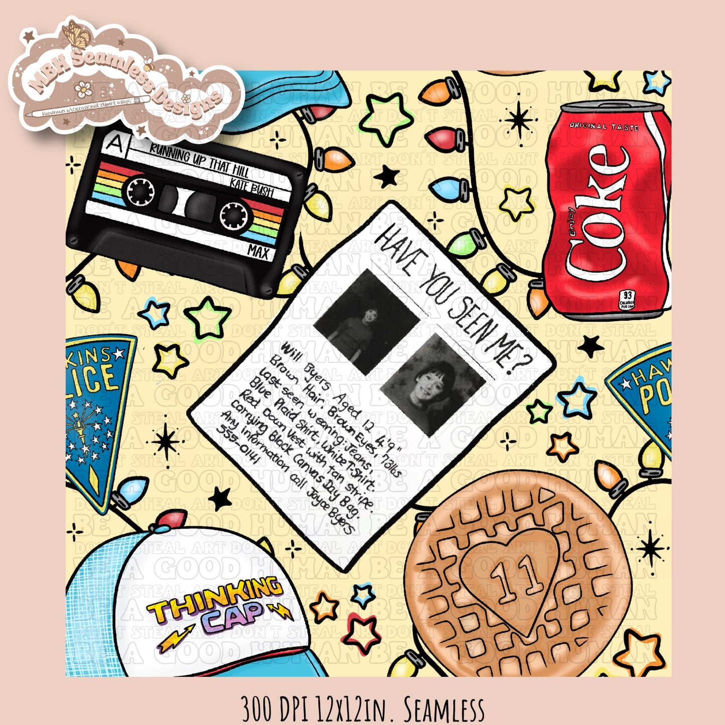 Stranger Things Lights Seamless Pattern // PNG // Multiple Colorways