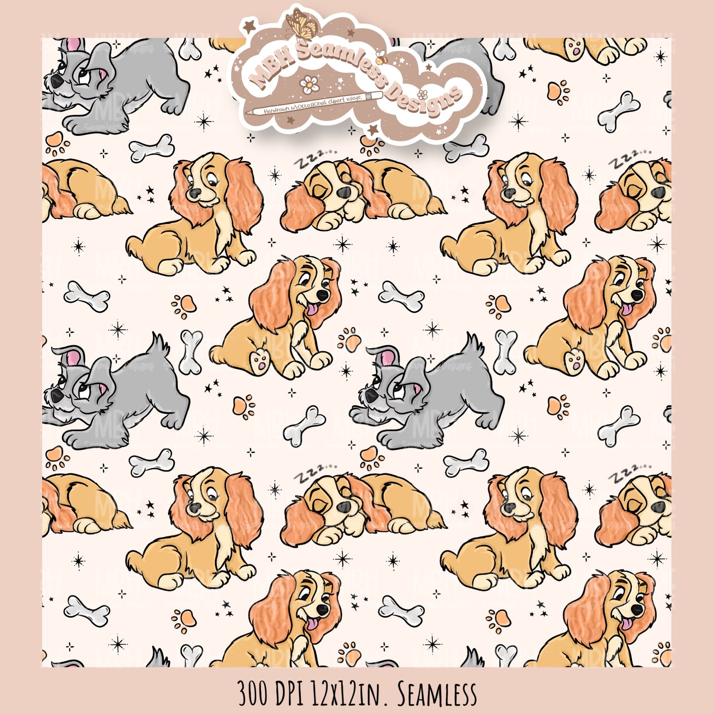 L&T Puppies Seamless Pattern // PNG // Multiple Colorway Options