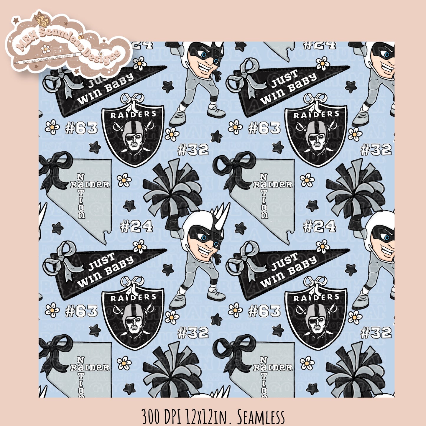 Raiders x Daisies Football Seamless Pattern // Assorted Colorways