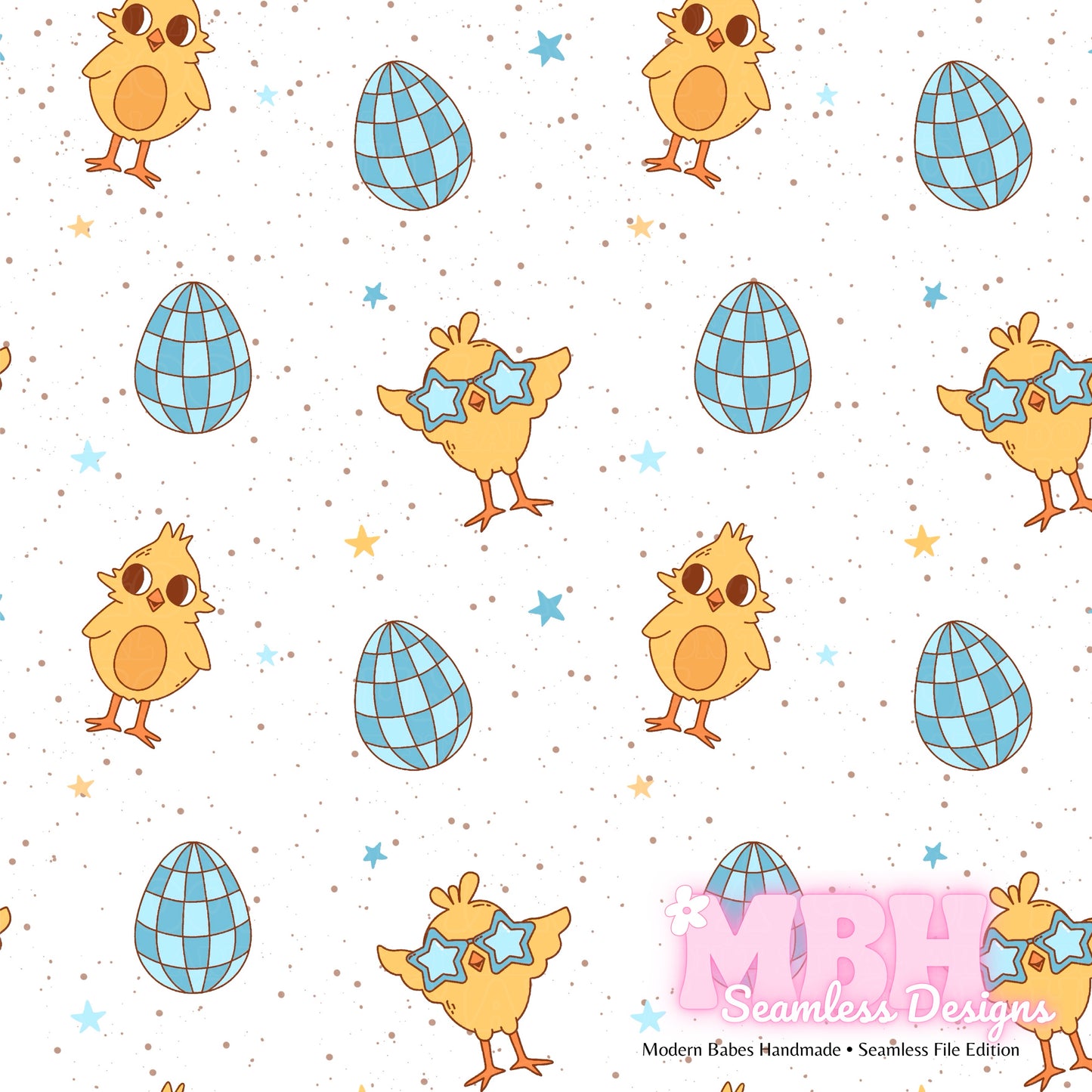 Easter Chicks Around Assorted Colorways Seamless Pattern