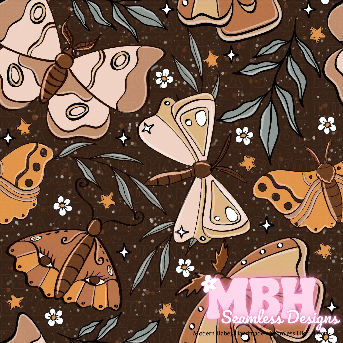 Bohemian Moths Seamless Pattern MULTIPLE COLORWAYS