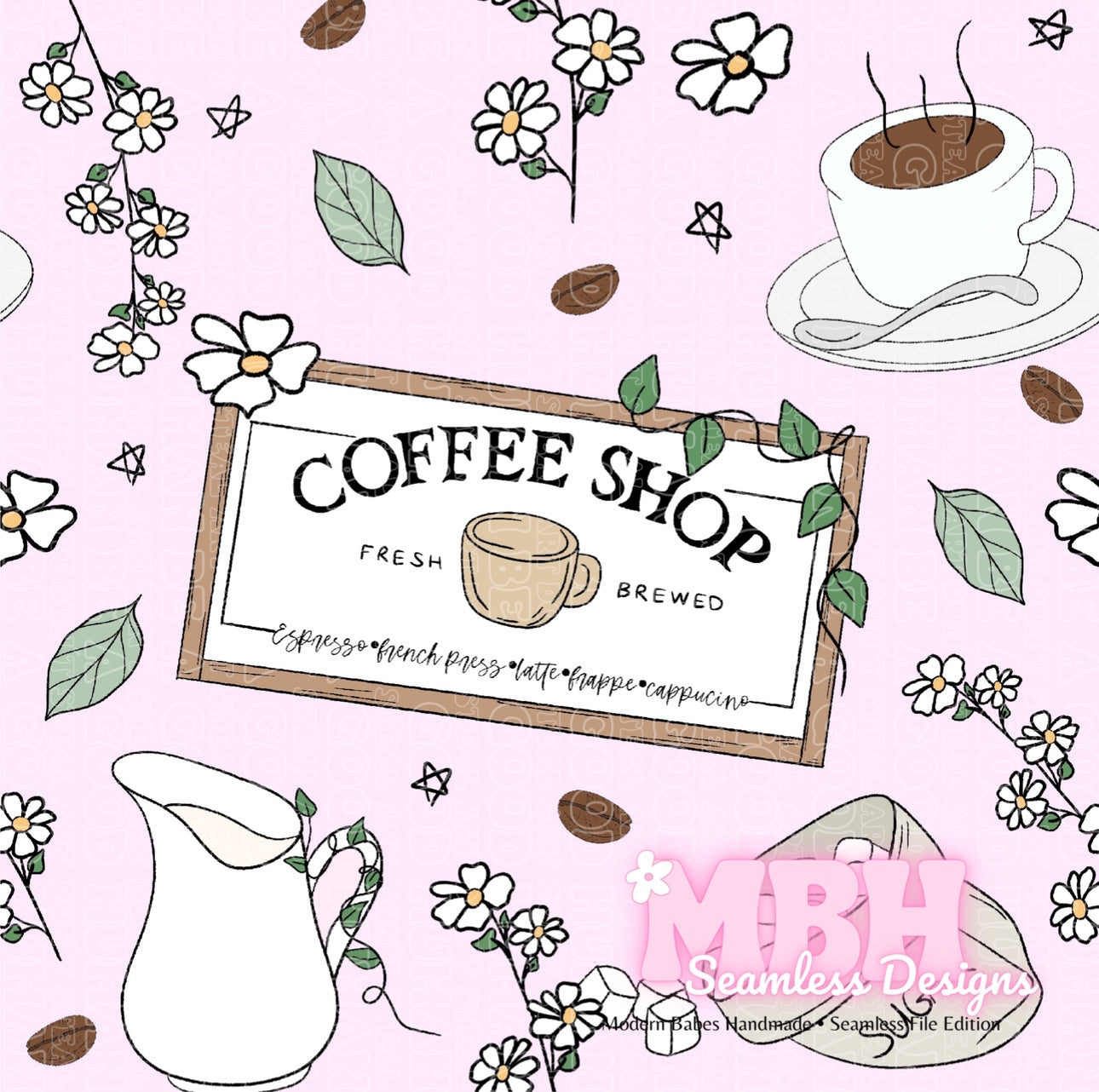 Boho Coffee Seamless Pattern