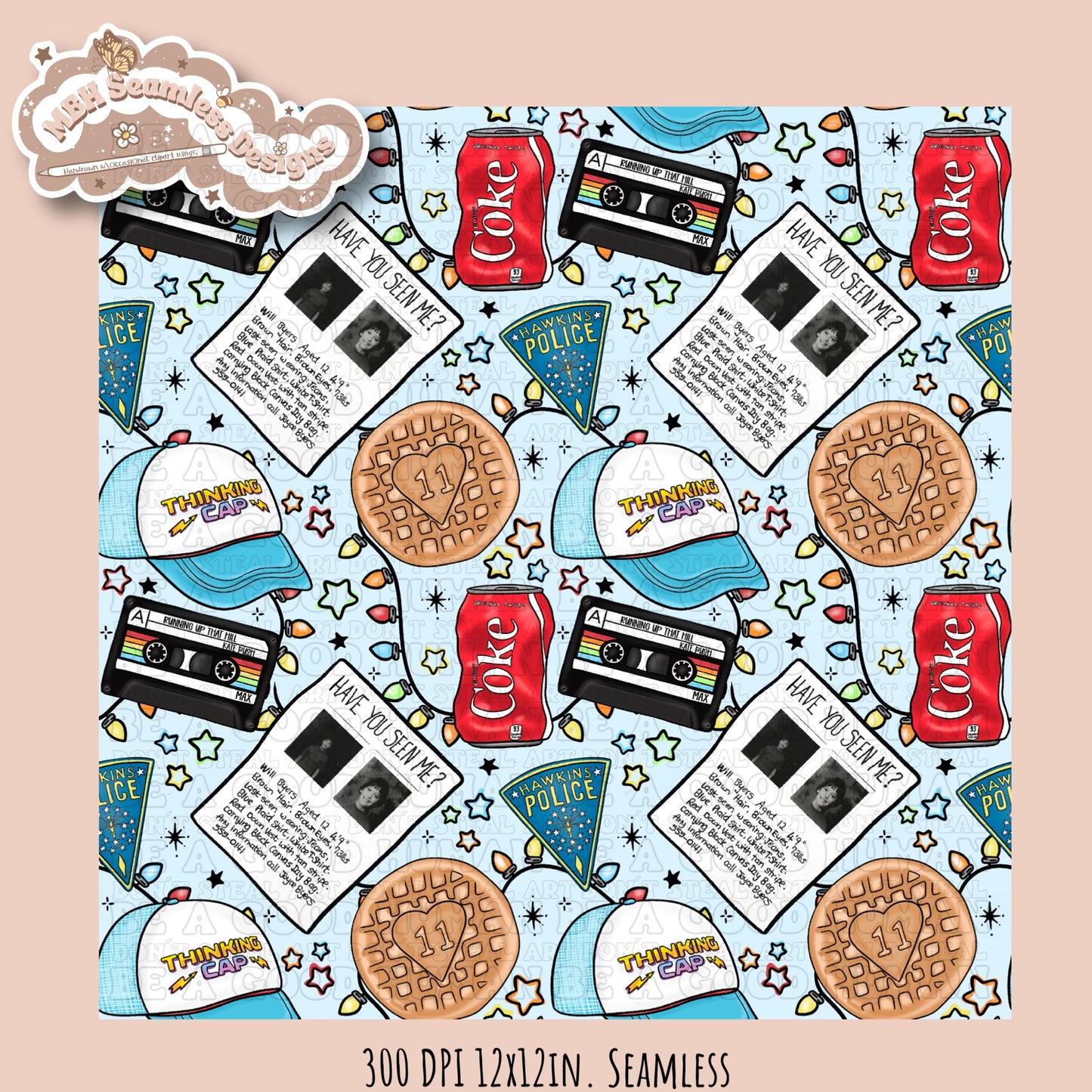 Stranger Things Lights Seamless Pattern // PNG // Multiple Colorways