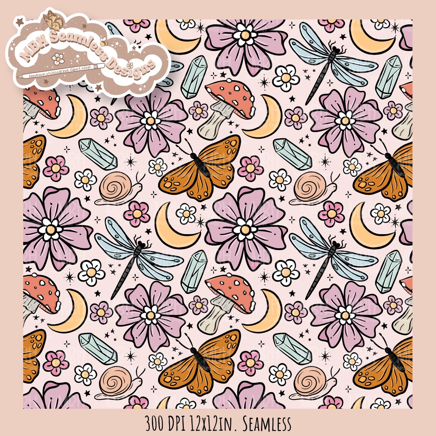 Mystical Floral Seamless Pattern // Multiple Colorways