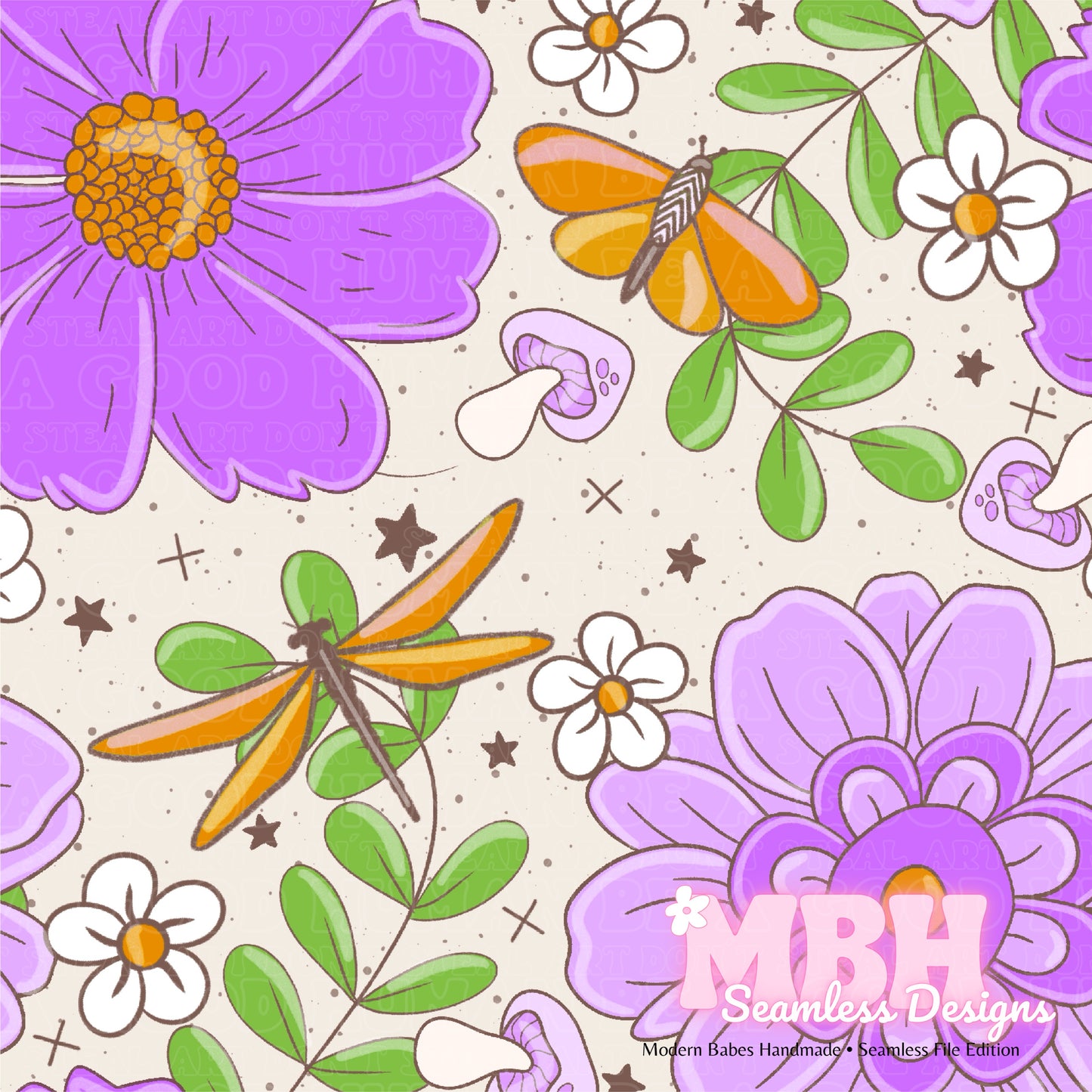 Purple Haze Floral Seamless Pattern MULTIPLE COLORWAYS