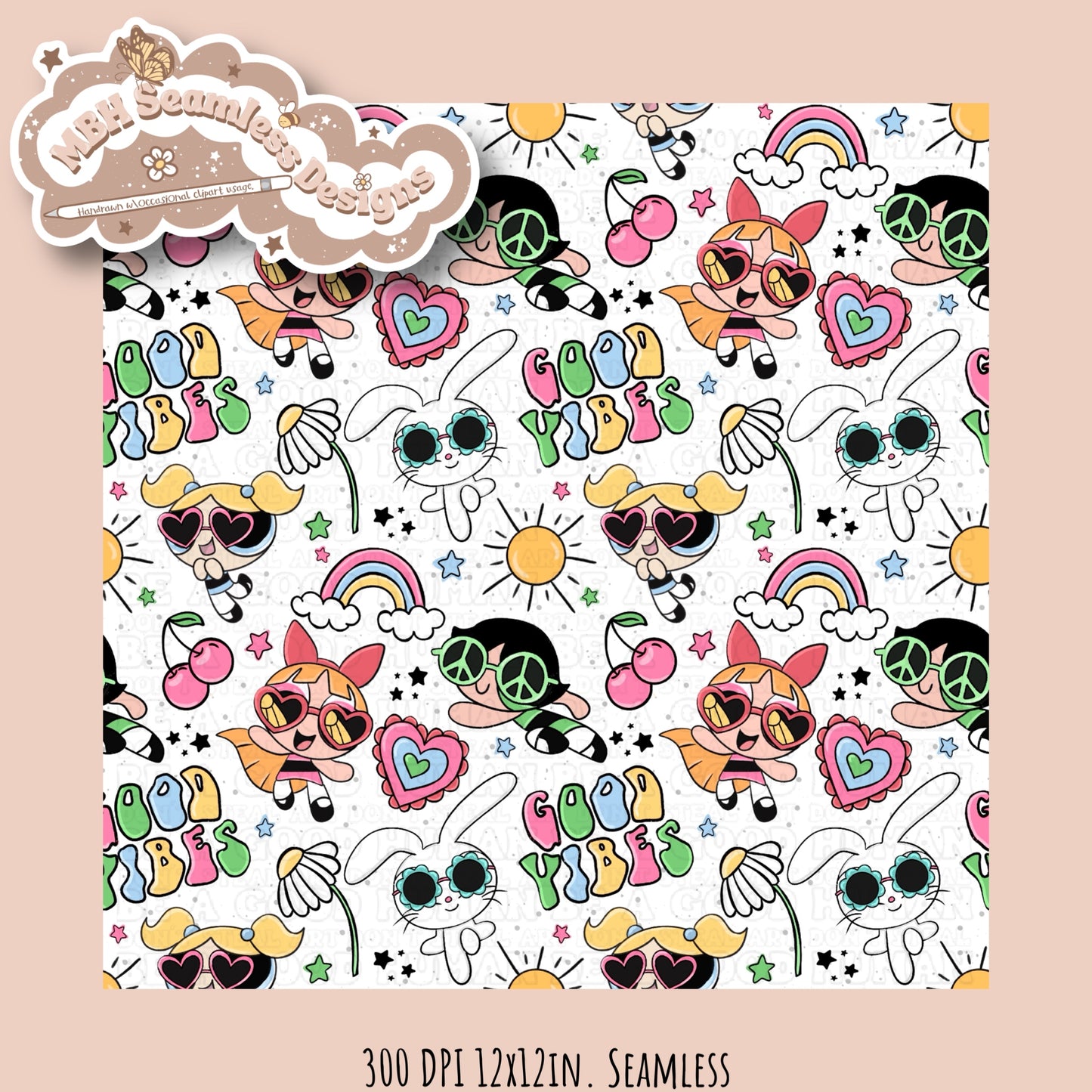 Good Vibes PPG Seamless Pattern MULTIPLE COLORWAYS