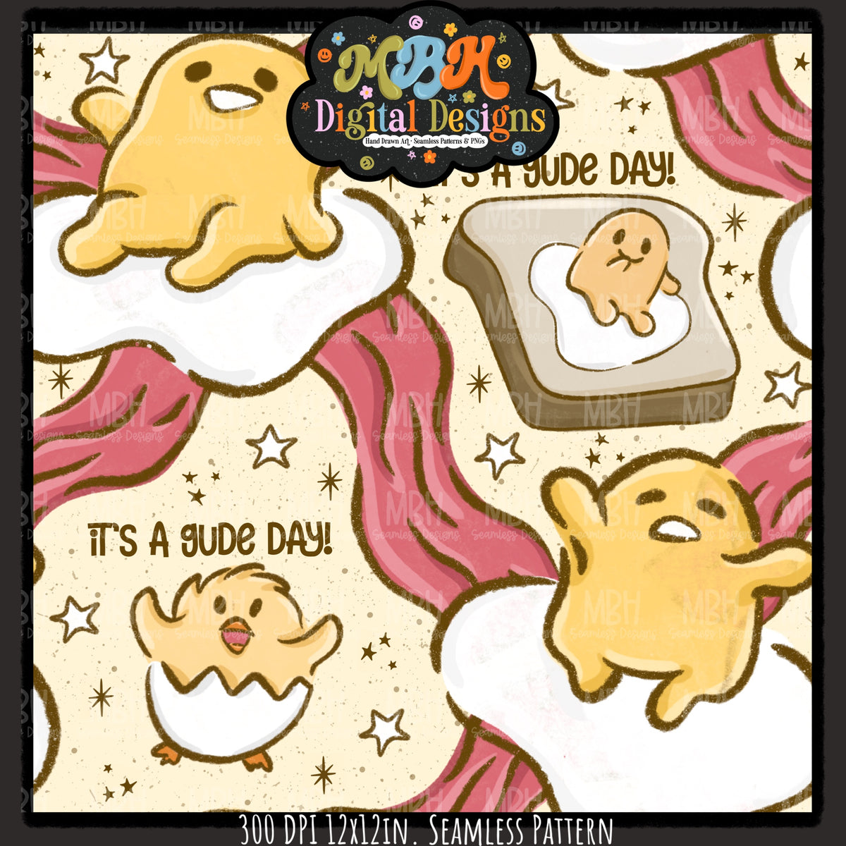 Gude Day Seamless Pattern // PNG // Assorted Colorways