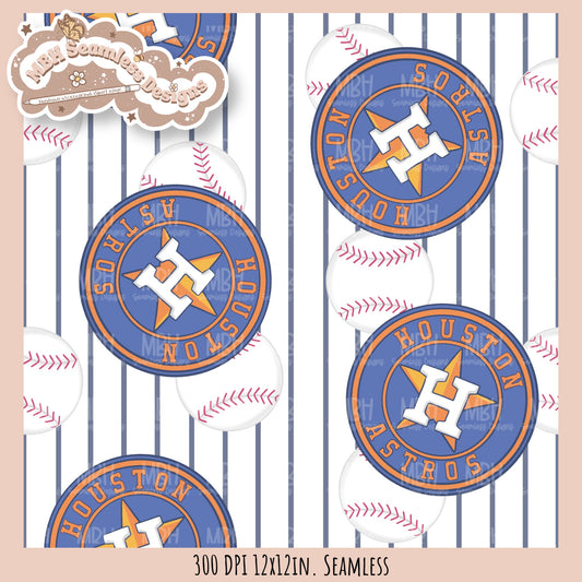 Houston Baseball Stripes Seamless Pattern