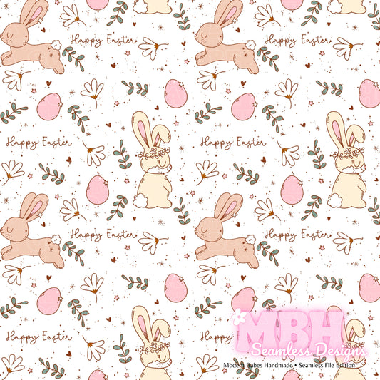 Boho Easter Bunnies Spex Assorted Colorways Seamless Pattern