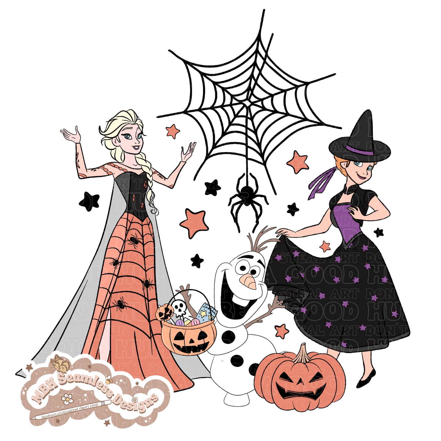 Frozen Halloween Seamless Pattern & PNG MULTIPLE COLORWAYS