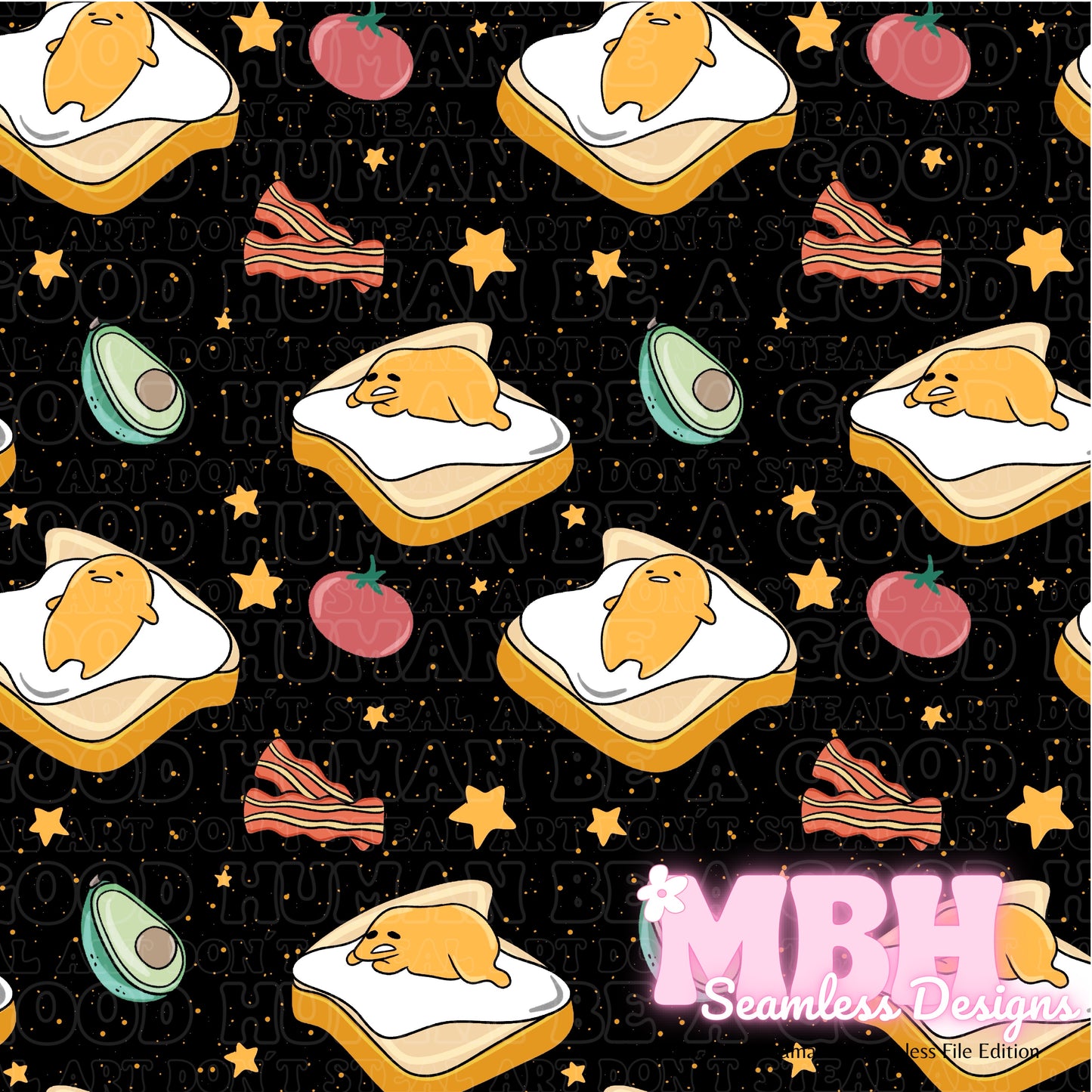 Gudetama Toast Seamless Pattern MULTIPLE COLORWAYS