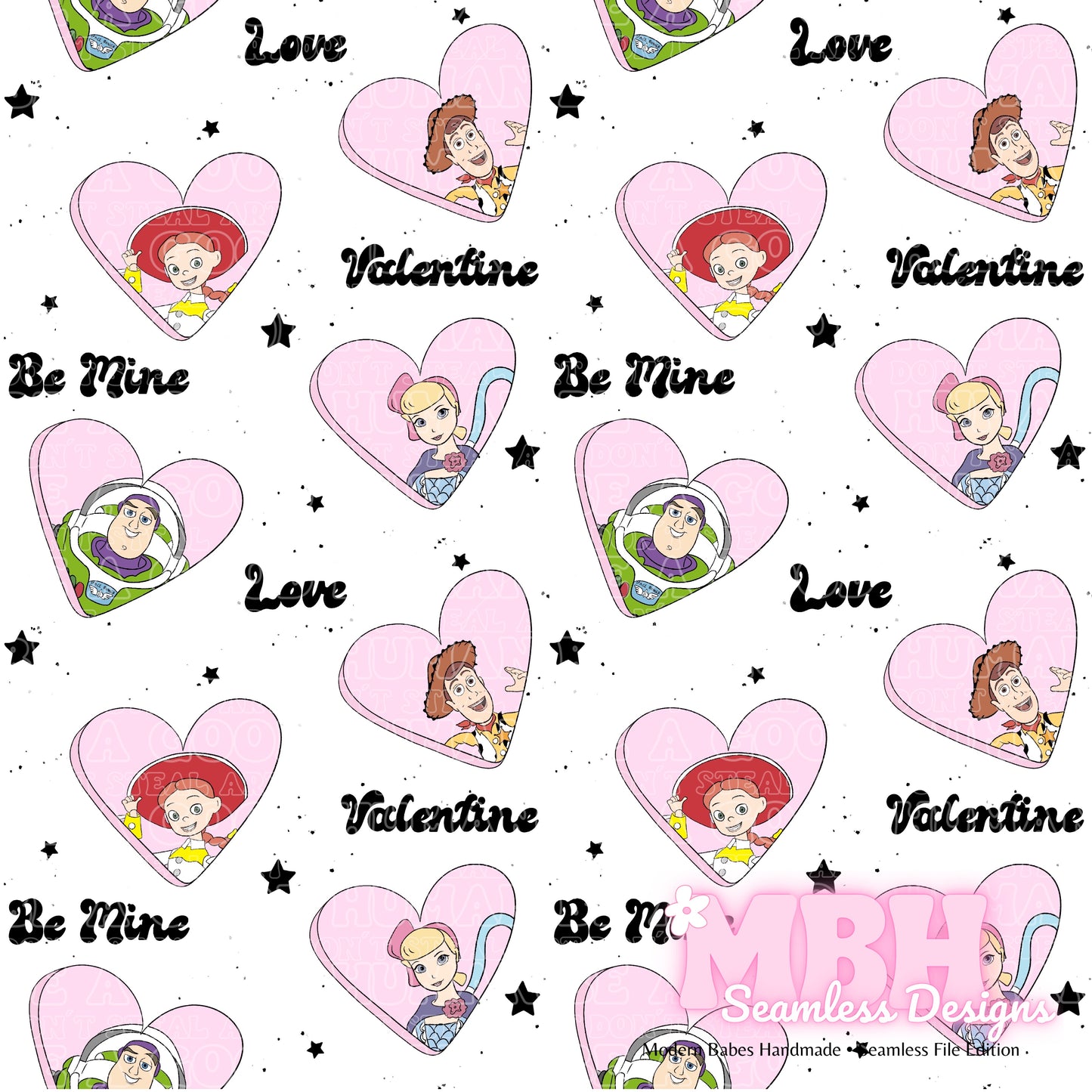 Toy Story Valentine Hearts Seamless Pattern