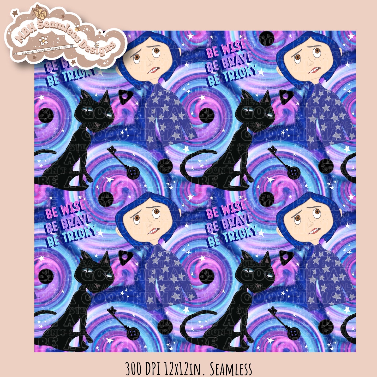 Button Eye Girl Quote Seamless Pattern MULTIPLE COLORWAY OPTIONS