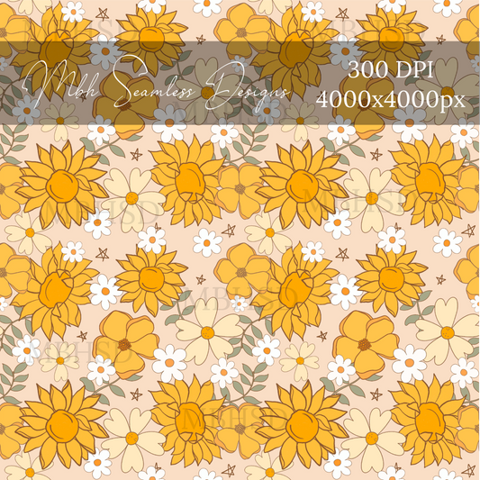 Sunflower Floral Seamless Pattern