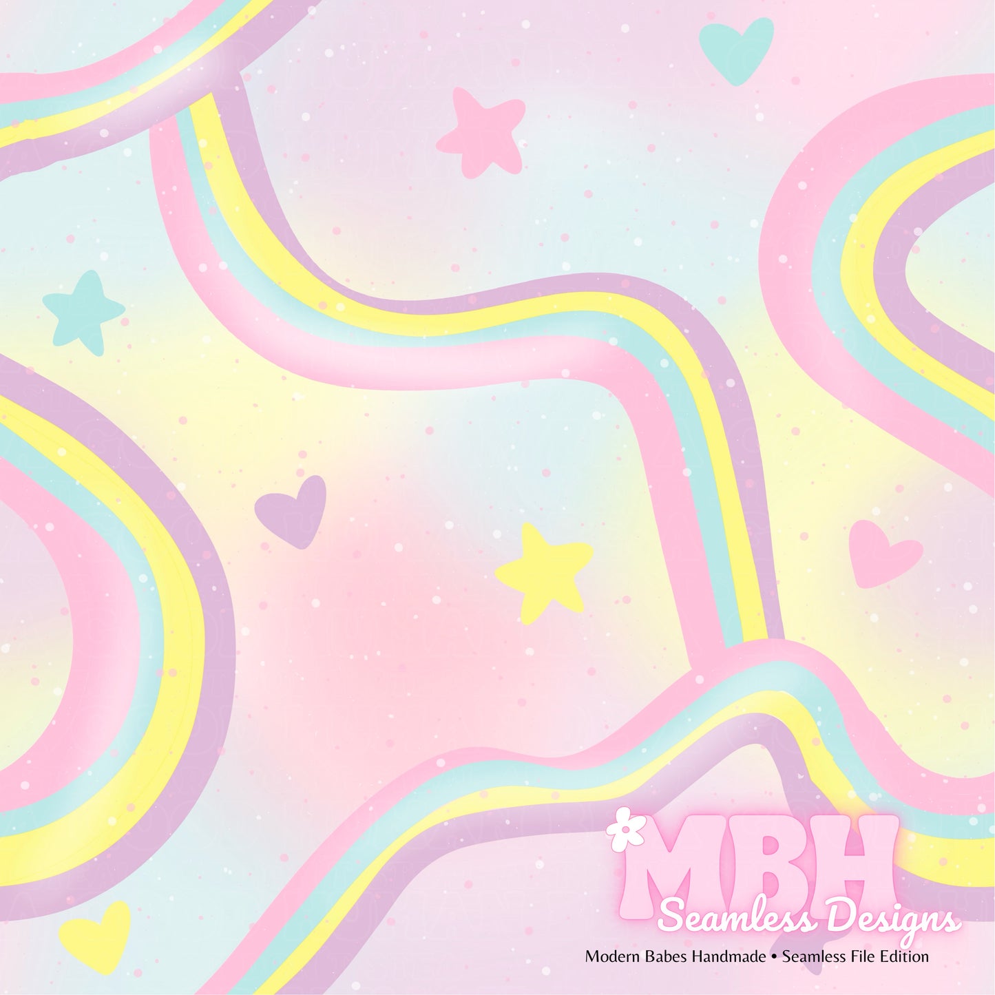 CUSTOM Pastel Care Bears & COORD Seamless Pattern