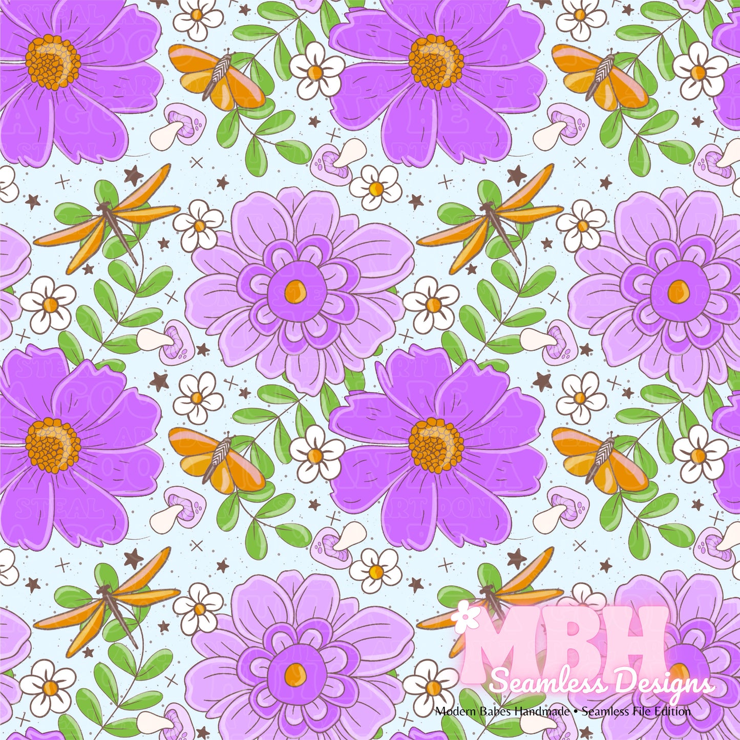 Purple Haze Floral Seamless Pattern MULTIPLE COLORWAYS