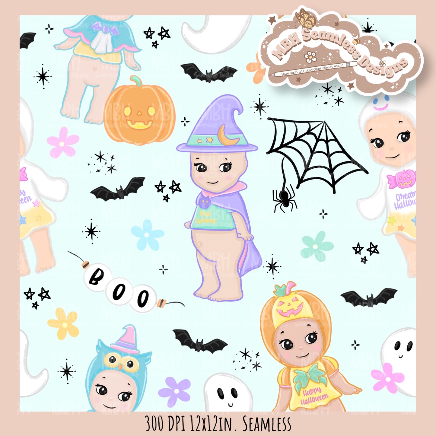 Sonny Angels Halloween Seamless Pattern // Assorted Colorway Options