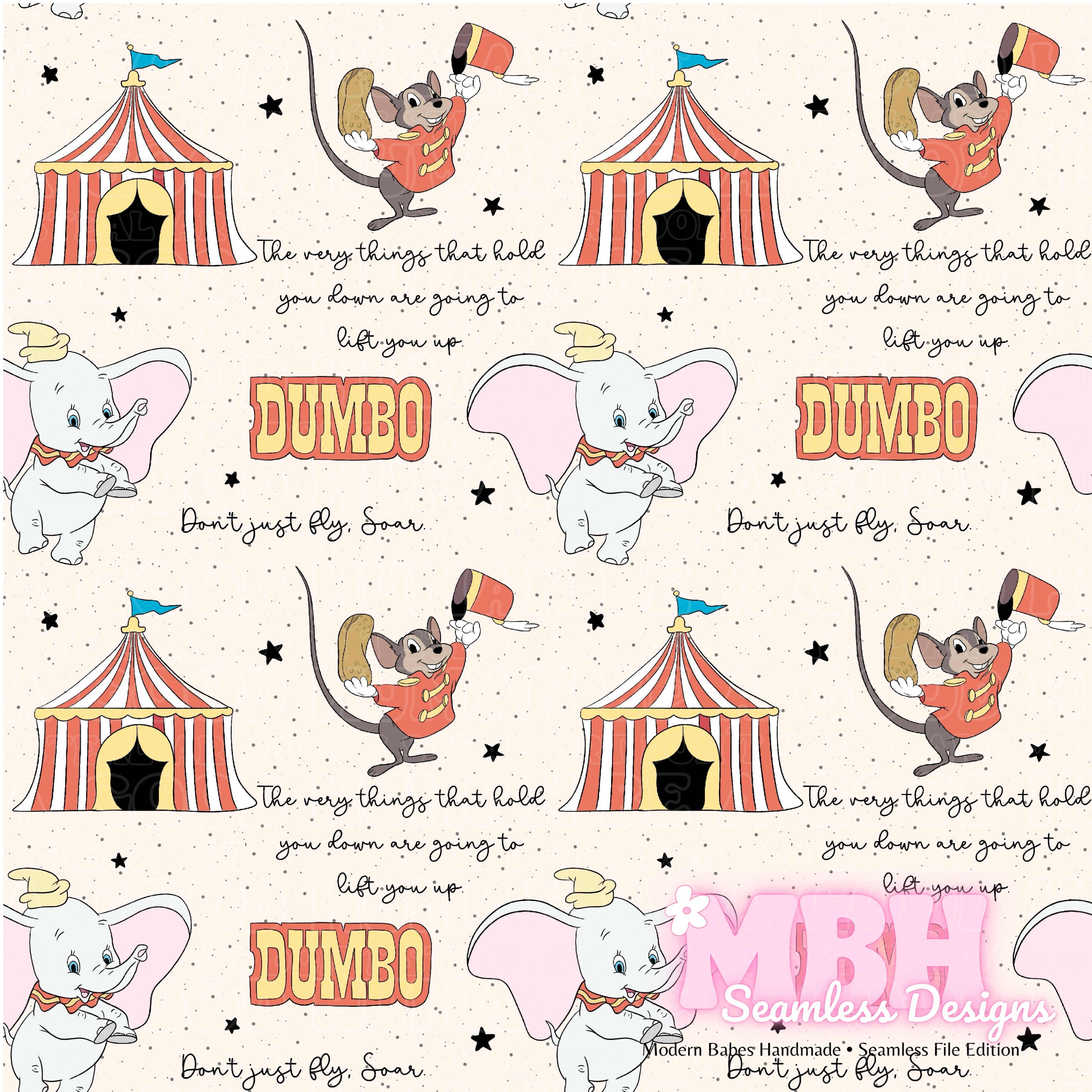 Dembo Pattern Dumbo ASSORTED COLORWAYS Seamless Pattern – MBH Seamless Designs
