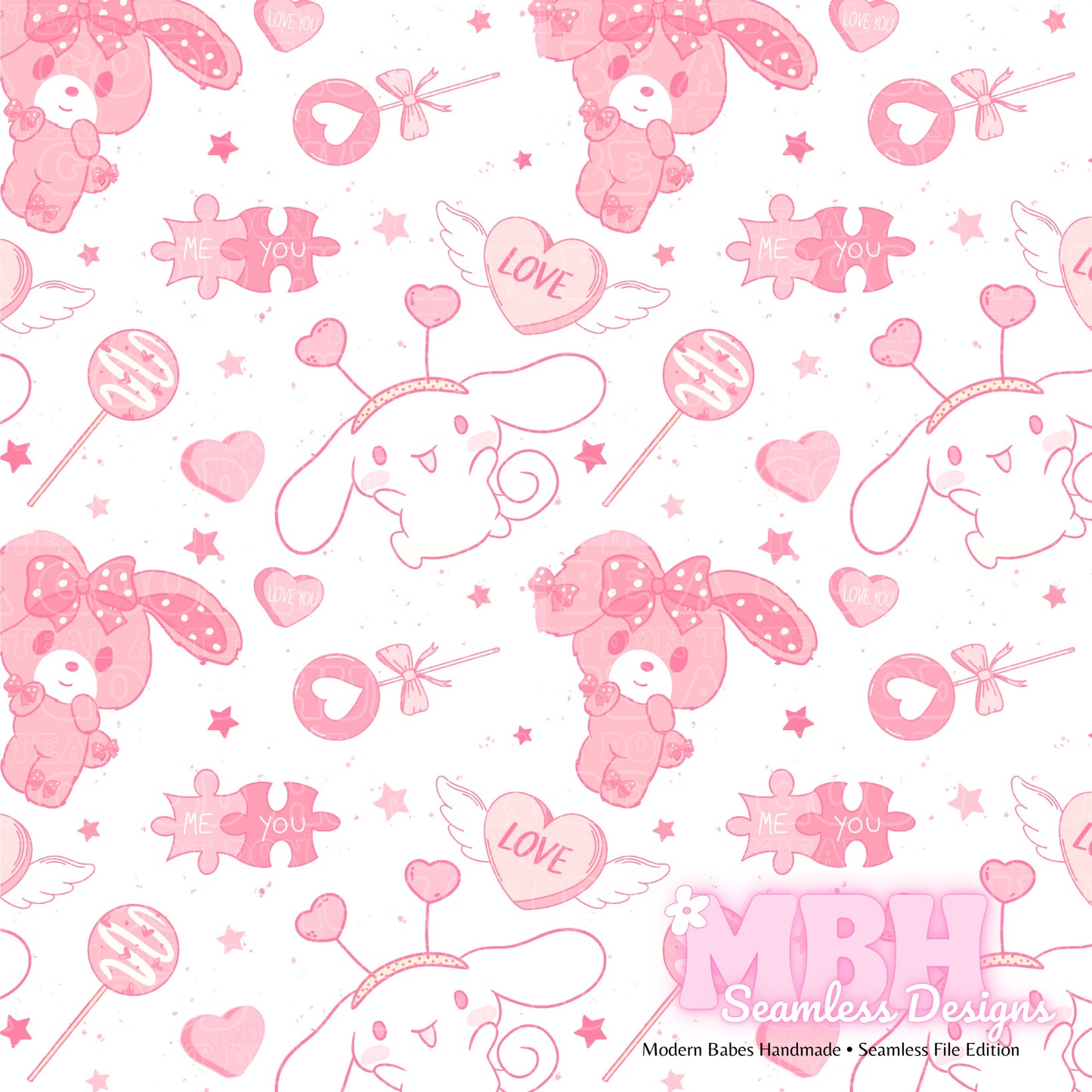 Cinnamoroll BonBon Valentine’s Day TWO COLORS Seamless Pattern