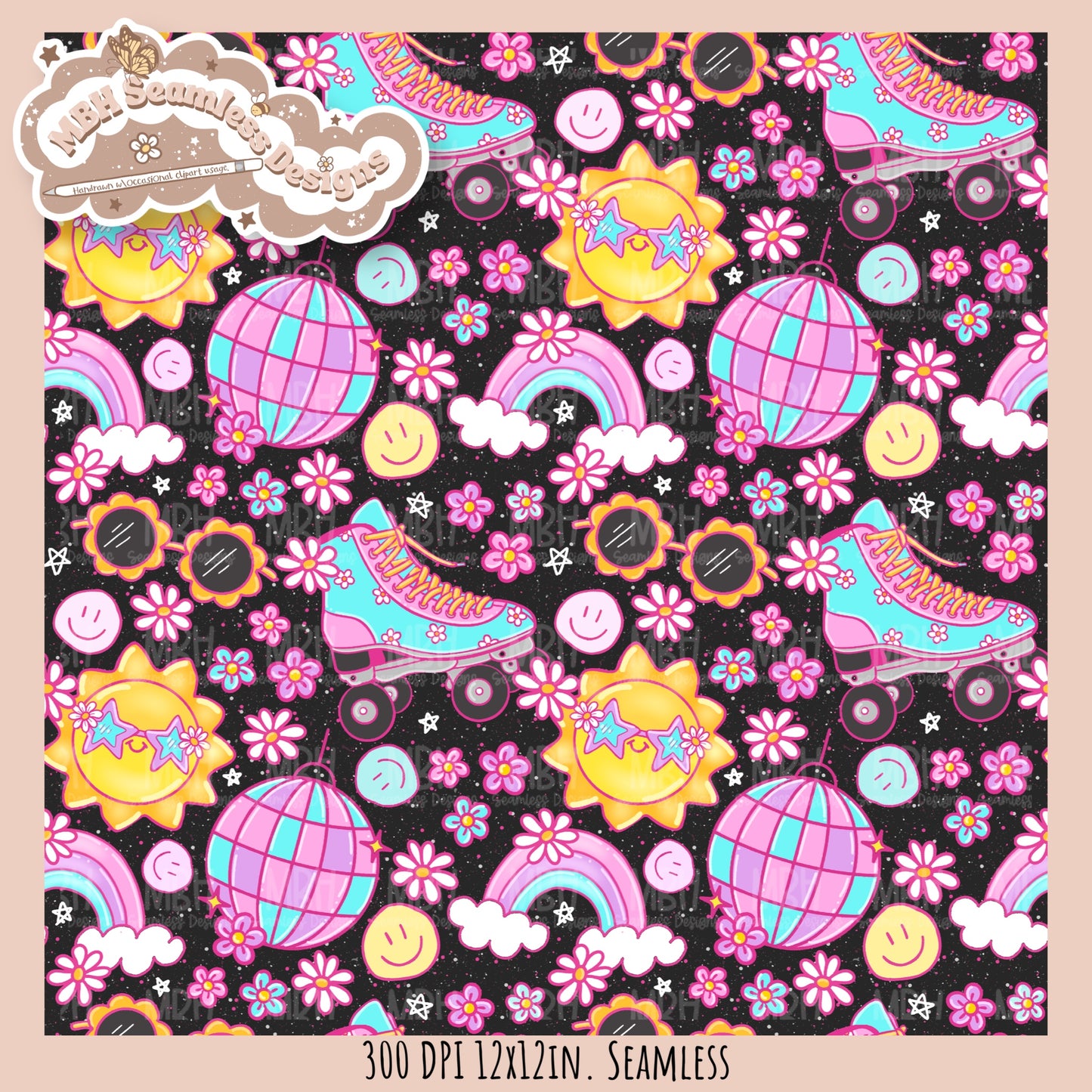 Groovy Summer Seamless Pattern //  MULTIPLE COLORWAYS