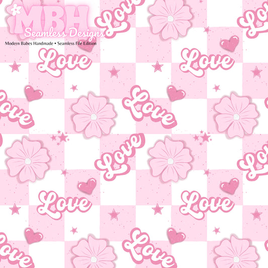 Checkered Pink Love Seamless Pattern