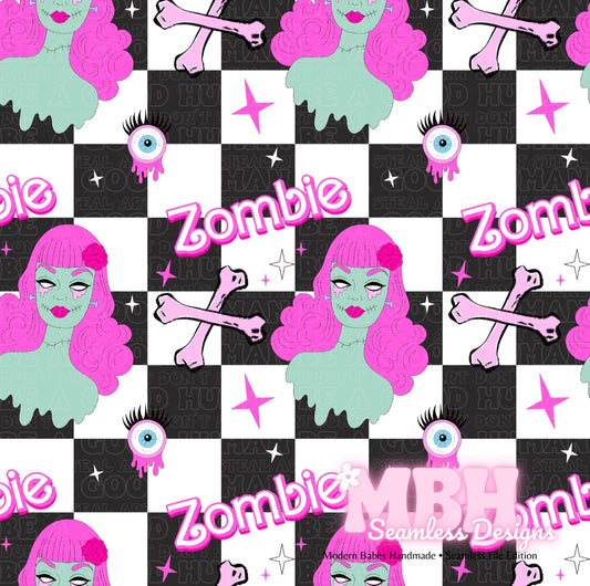 Zombie Barbie Seamless Pattern