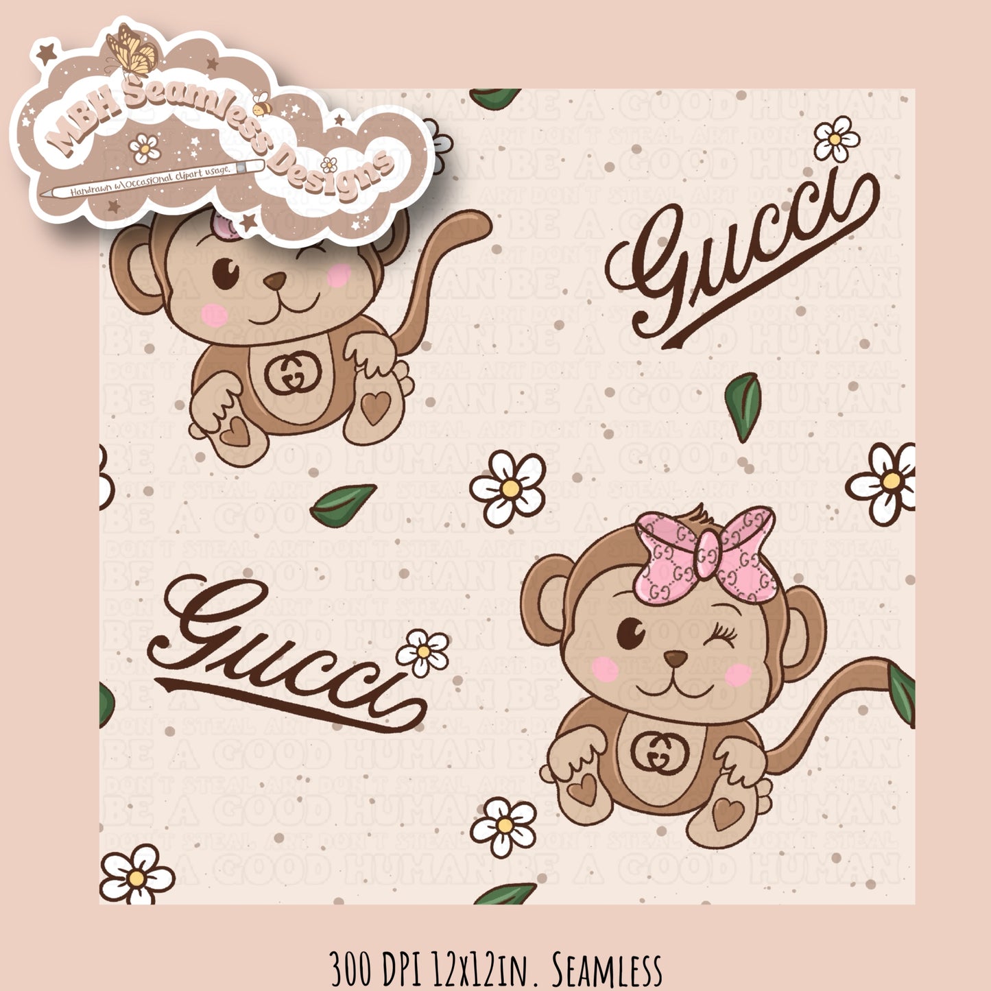 Boujee & Cute Monkey Seamless Pattern