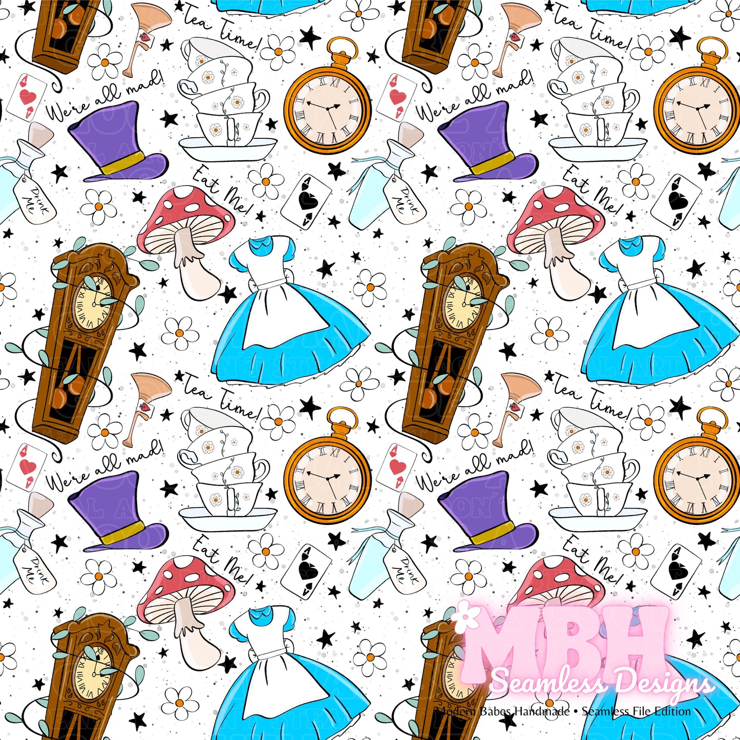 Alice Dress Assorted Colorways Seamless Pattern