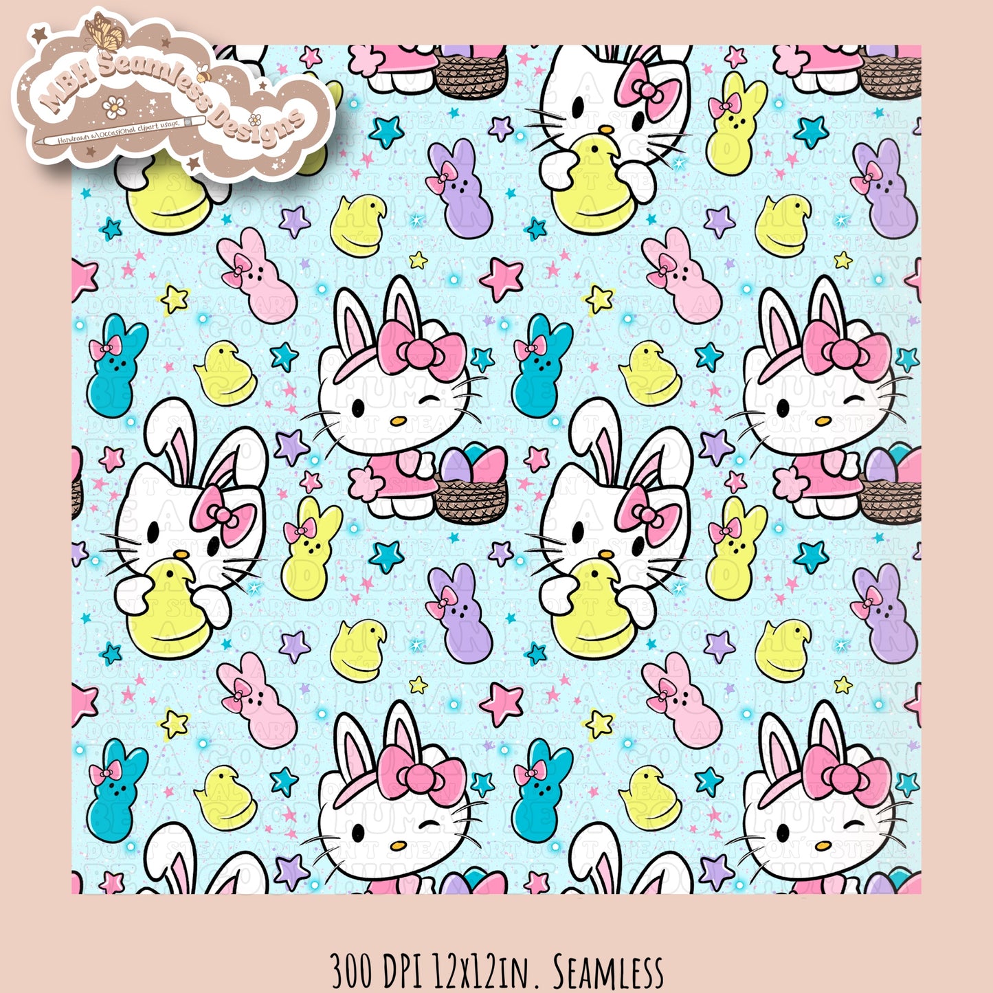 HK Easter Peeps Seamless Pattern MULTIPLE COLORWAYS