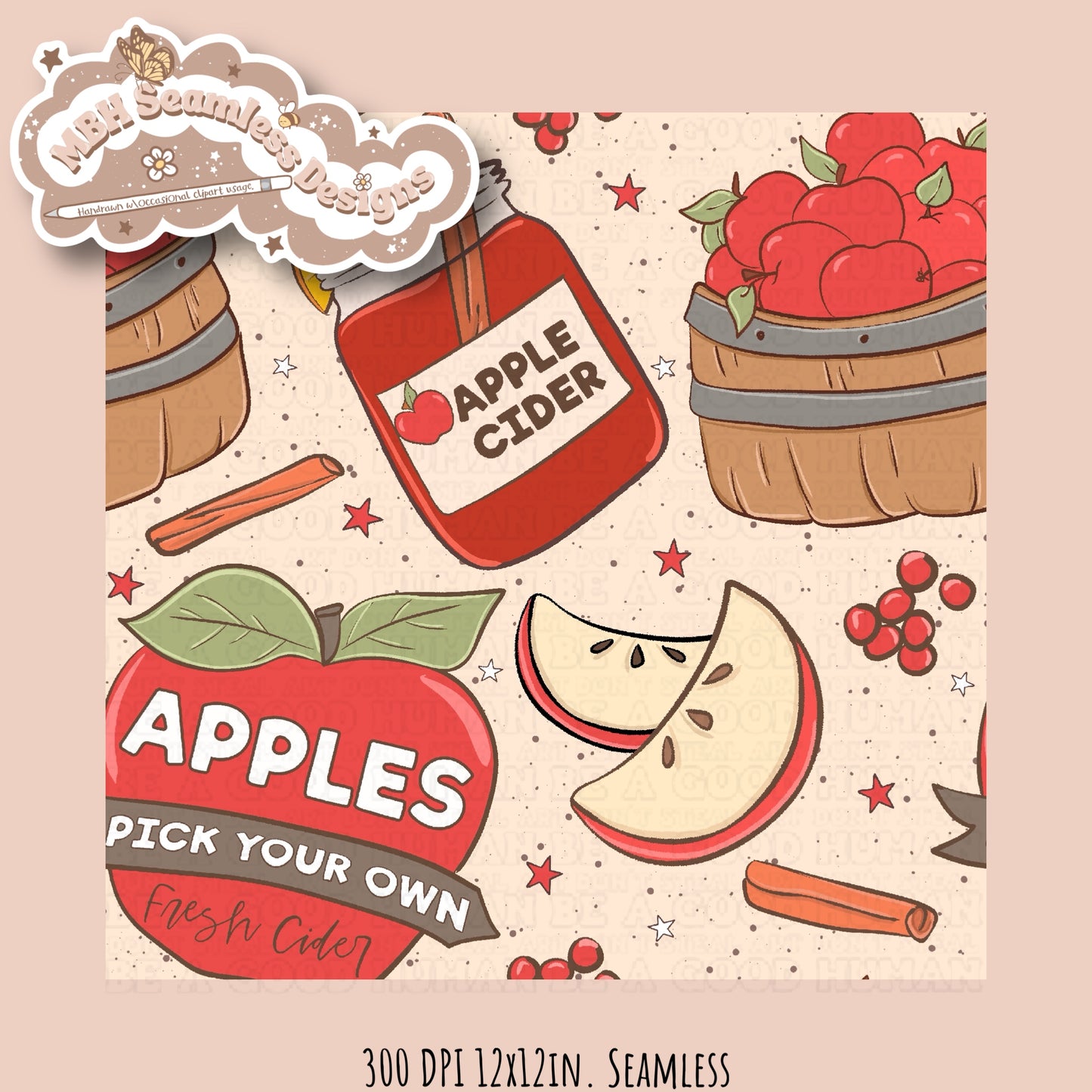 Apple Picking Seamless Pattern MULTIPLE COLORWAYS