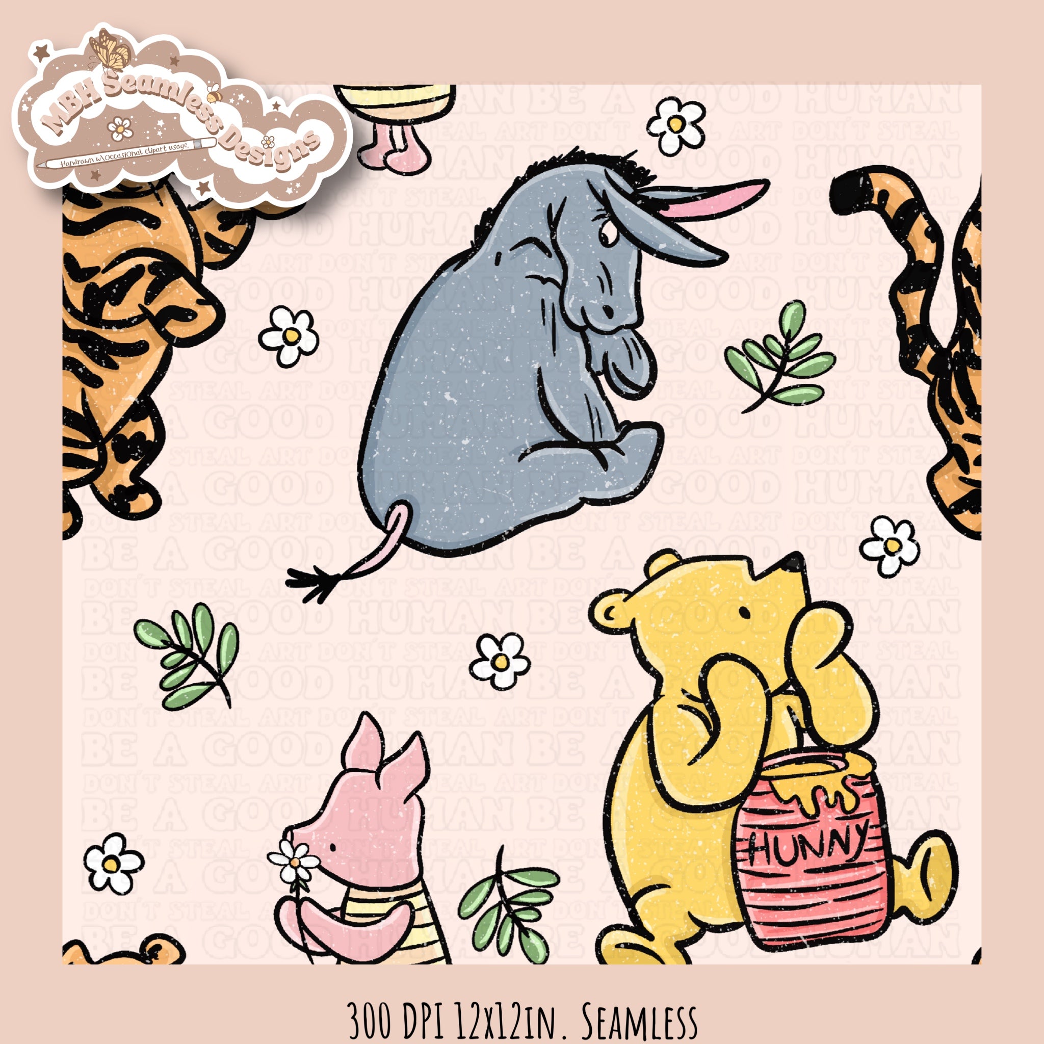 Vintage Pooh Bear Seamless Pattern • Assorted Colorway Options – MBH ...
