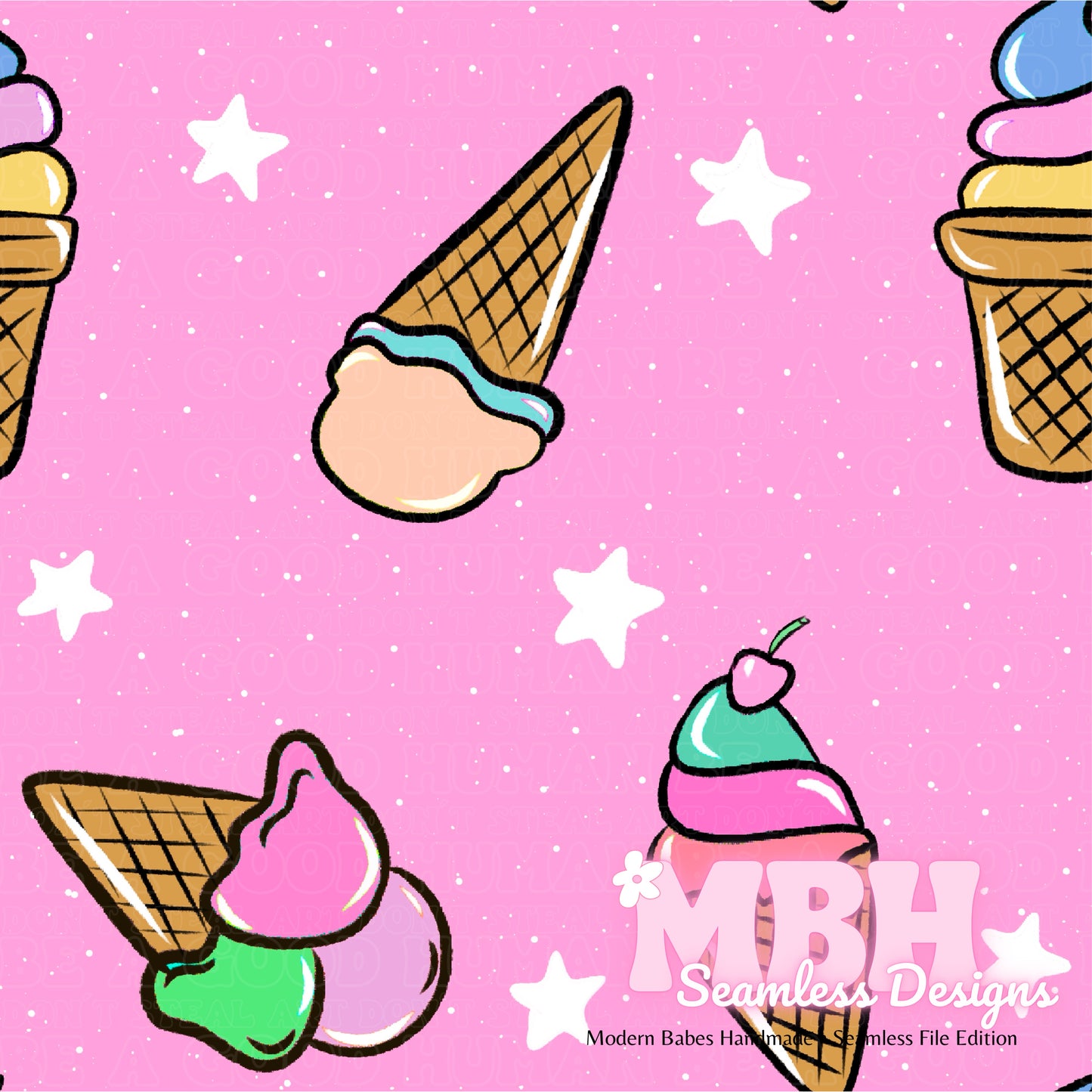 Ice Cream Cones Seamless Pattern MULTIPLE COLORWAYS