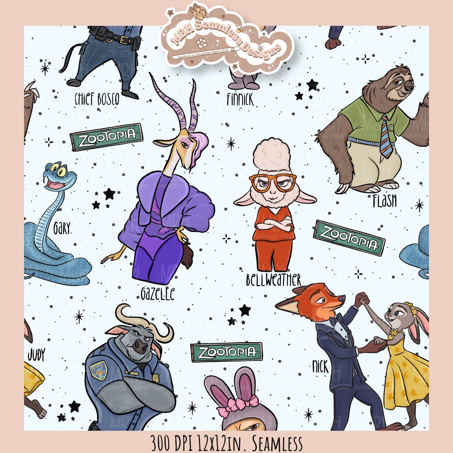 Nick Judy & Friends Seamless Pattern // Assorted Colorways