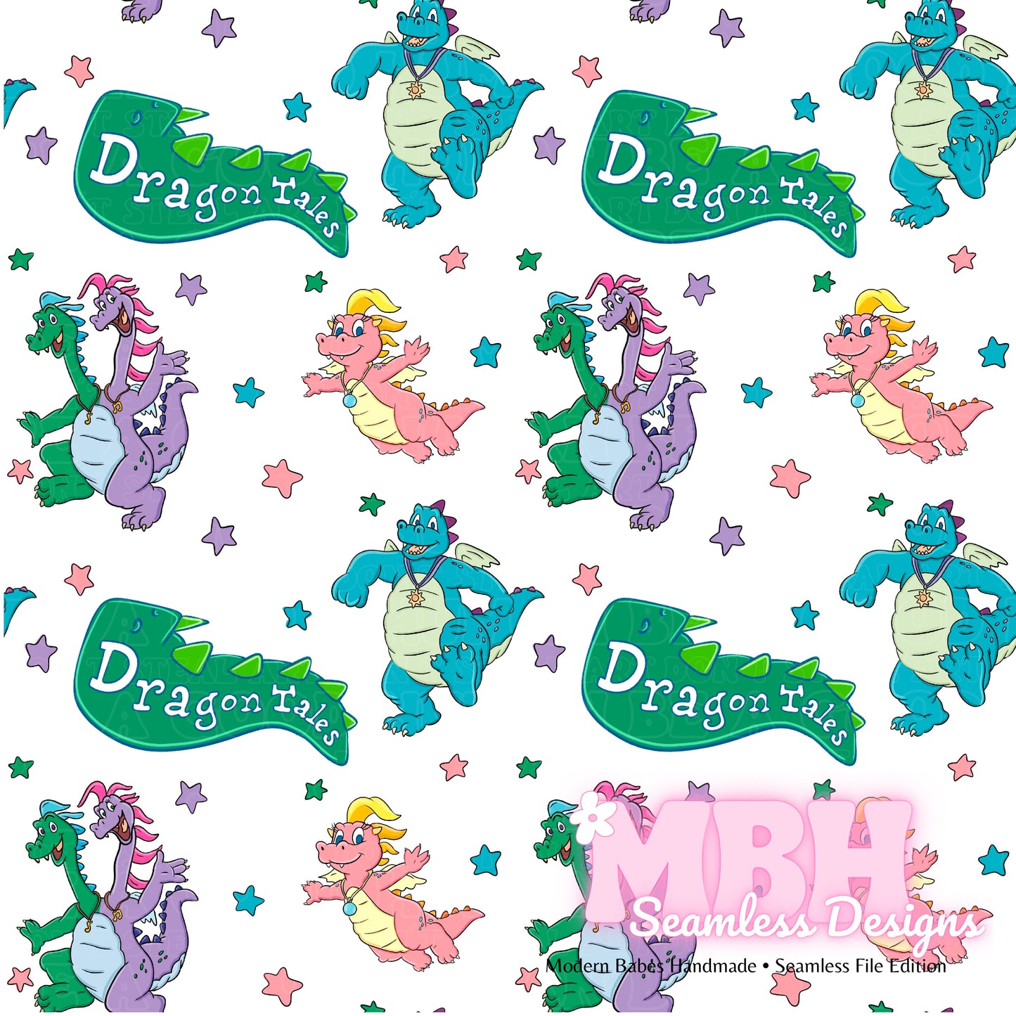 Starry Dragon Tales Seamless Pattern MULTIPLE COLORWAYS