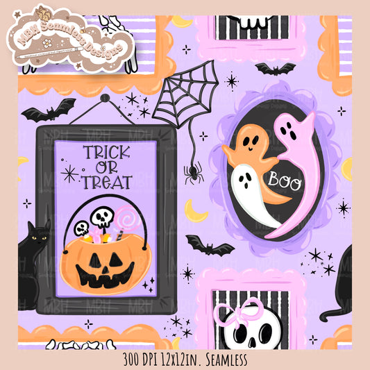Spooky Frames Seamless Pattern // PNG // Assorted Colorway Options