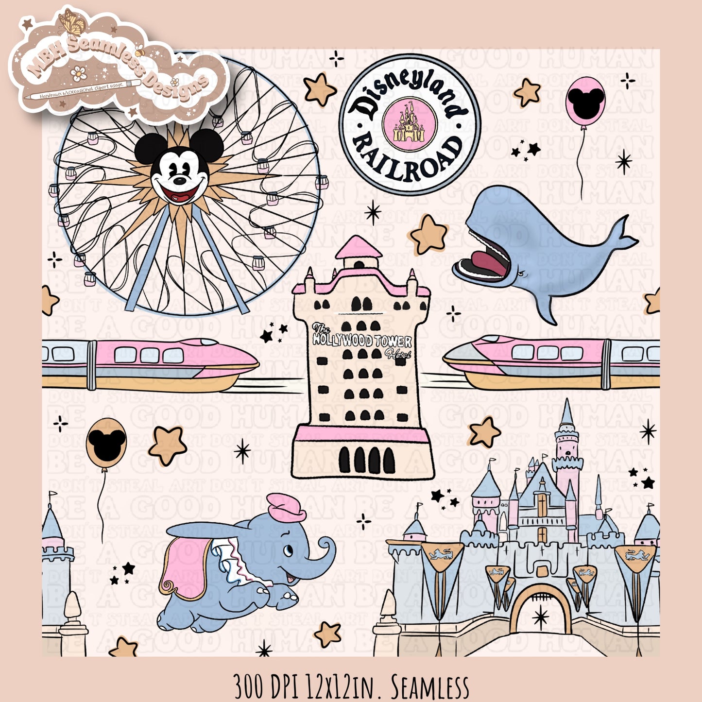 Boho California Magical Place Seamless Pattern Assorted Colorway Options