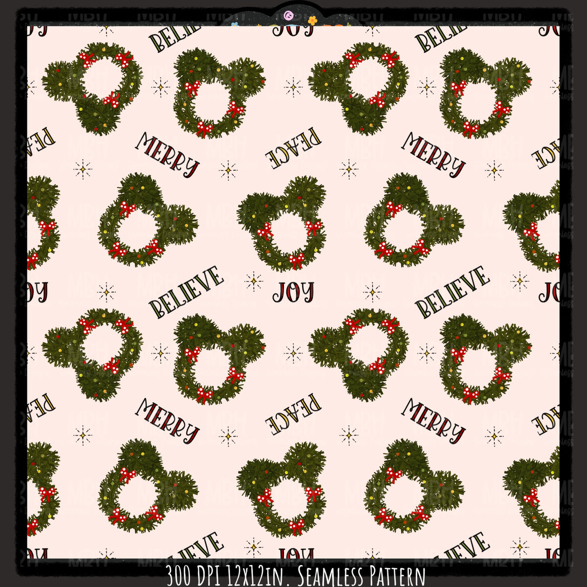 Mouse Wreaths Seamless Pattern
