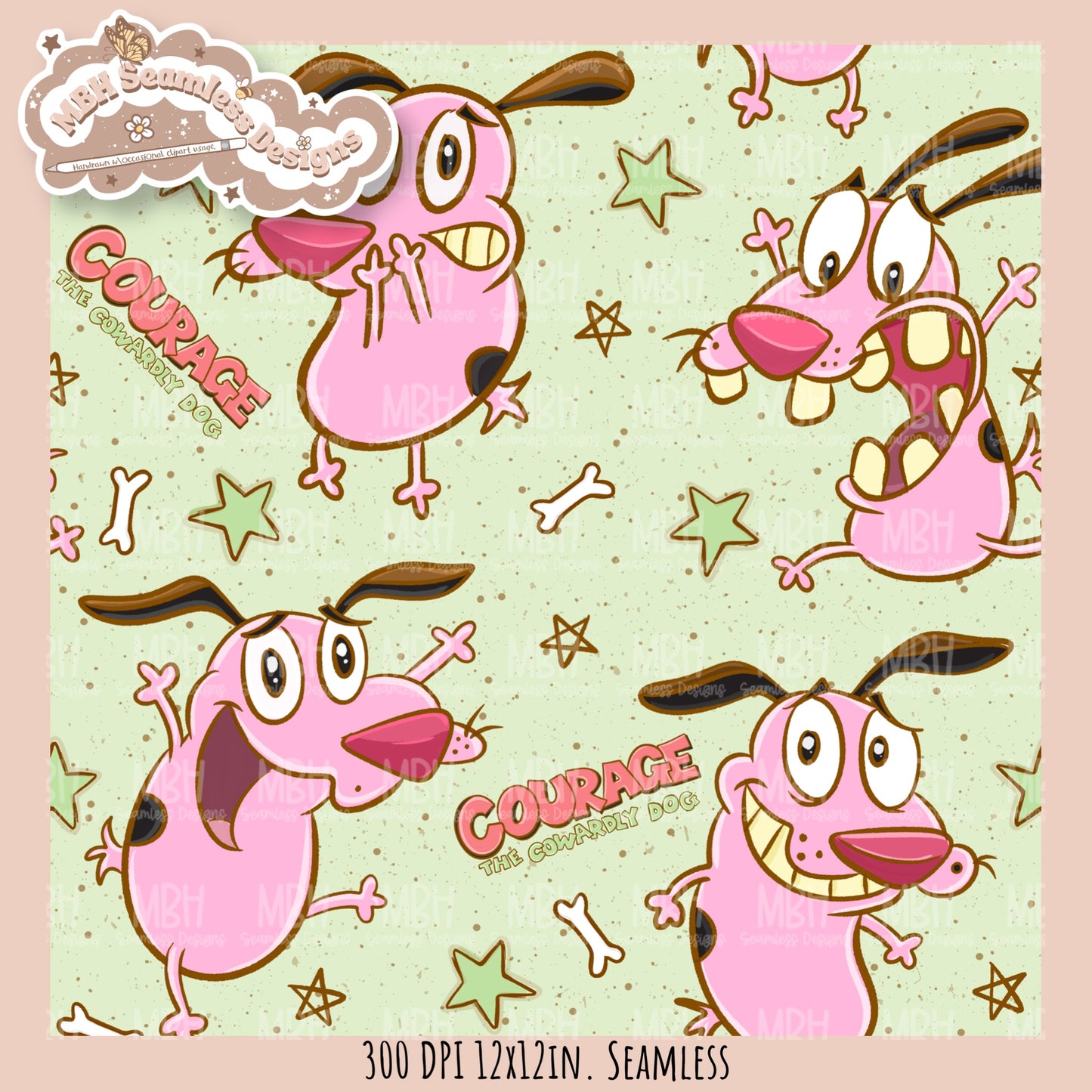Starry Courage Dog Seamless Pattern // PNG // Assorted Colorway Options
